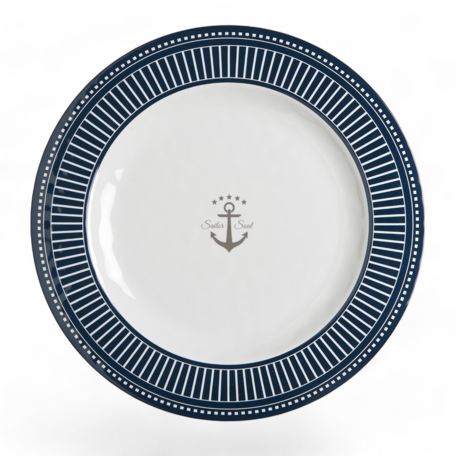 14001 dinerbord uit Sailor Soul Bootservies - Luxe wit en blauw met streepjes en anker accent