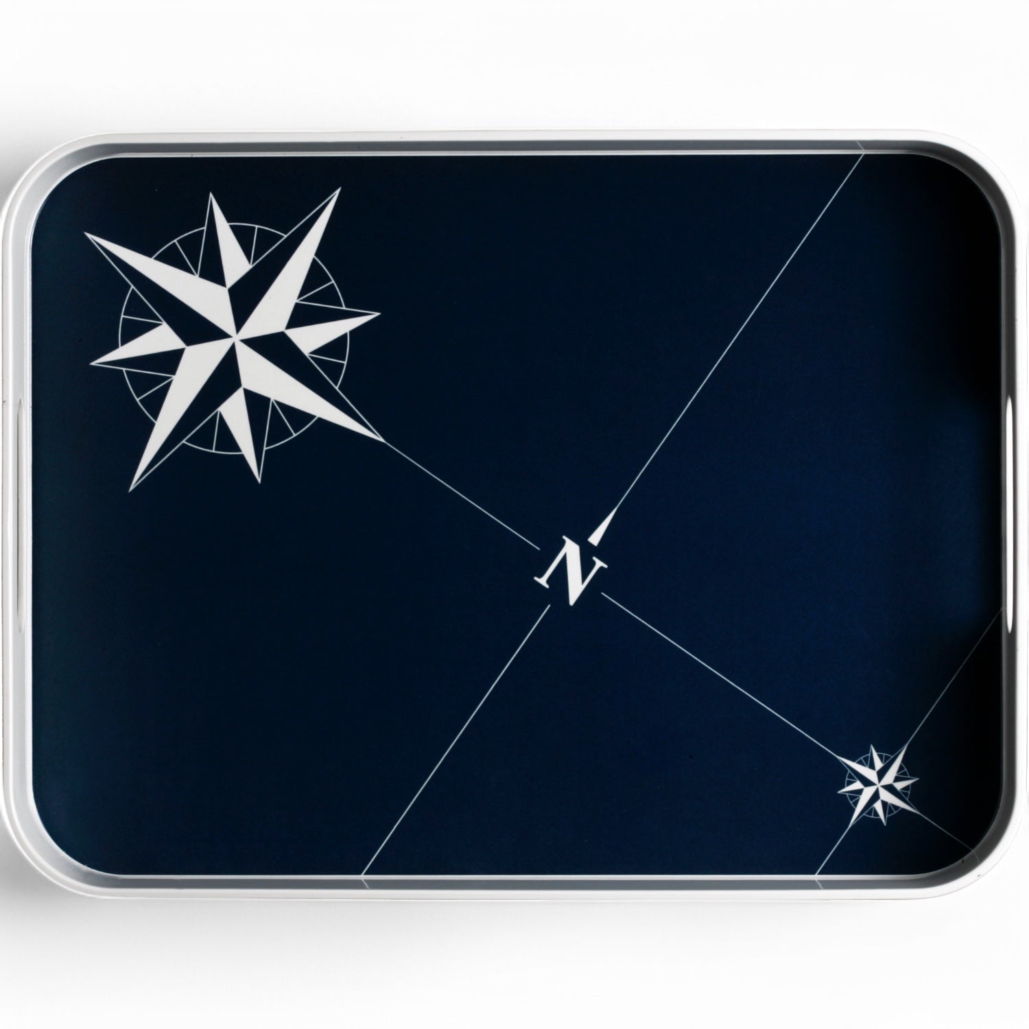 Dienblad Northwind – melamine, rechthoekig, donkerblauw met windroos