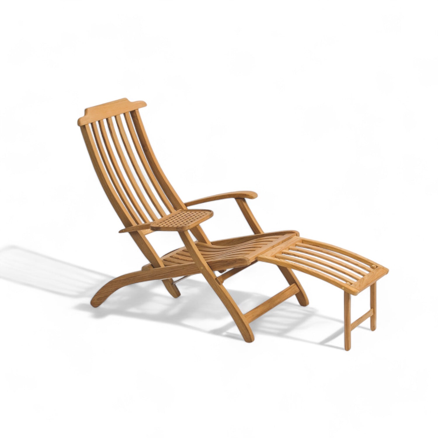 Ligbed tuin - teak, verstelbaar, met draaibaar tafelblad (145 x 64 cm)