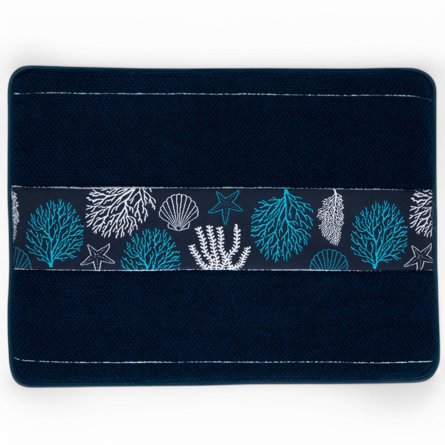 Badmat anti-Slip Ibiza 100% katoen in navy en beige voor het Ibiza gevoel