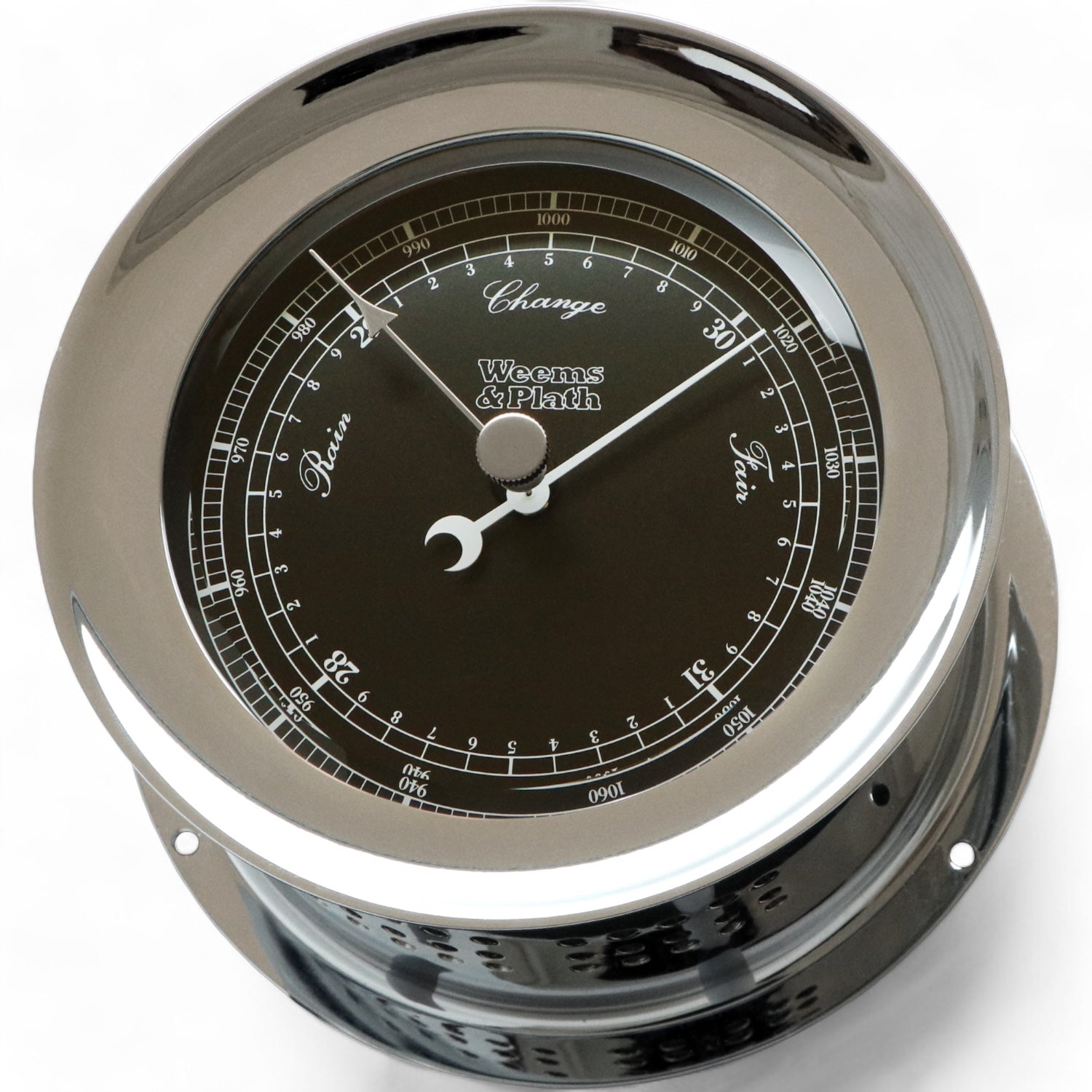 Atlantis Premiere barometer 140 x 73 mm - zwarte wijzerplaat, aneroide, klassiek 220704 chroom