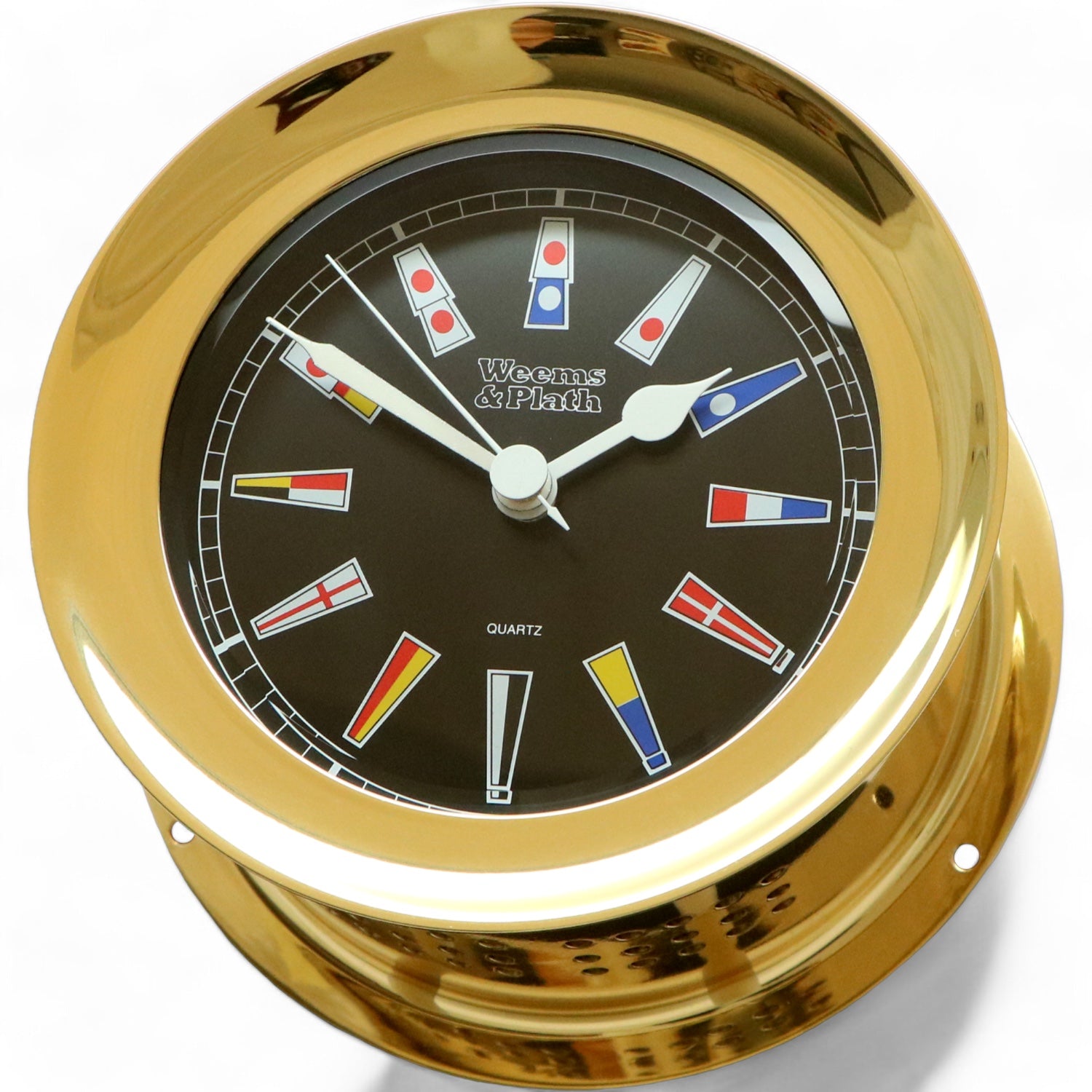 Atlantis Premiere scheepsklok 140 x 73 mm - zwarte wijzerplaat, traditioneel design, eenvoudige toegang 200504 seinvlaggen