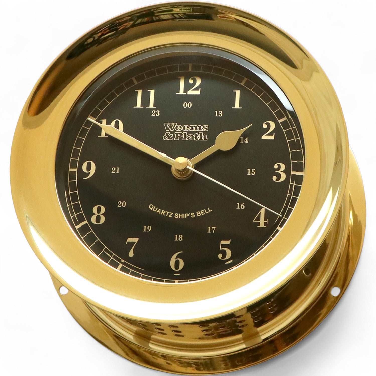 Atlantis Premiere scheepsklok met scheepsbel 140 x 73 mm - gouden wijzers op zwarte wijzerplaat 200101