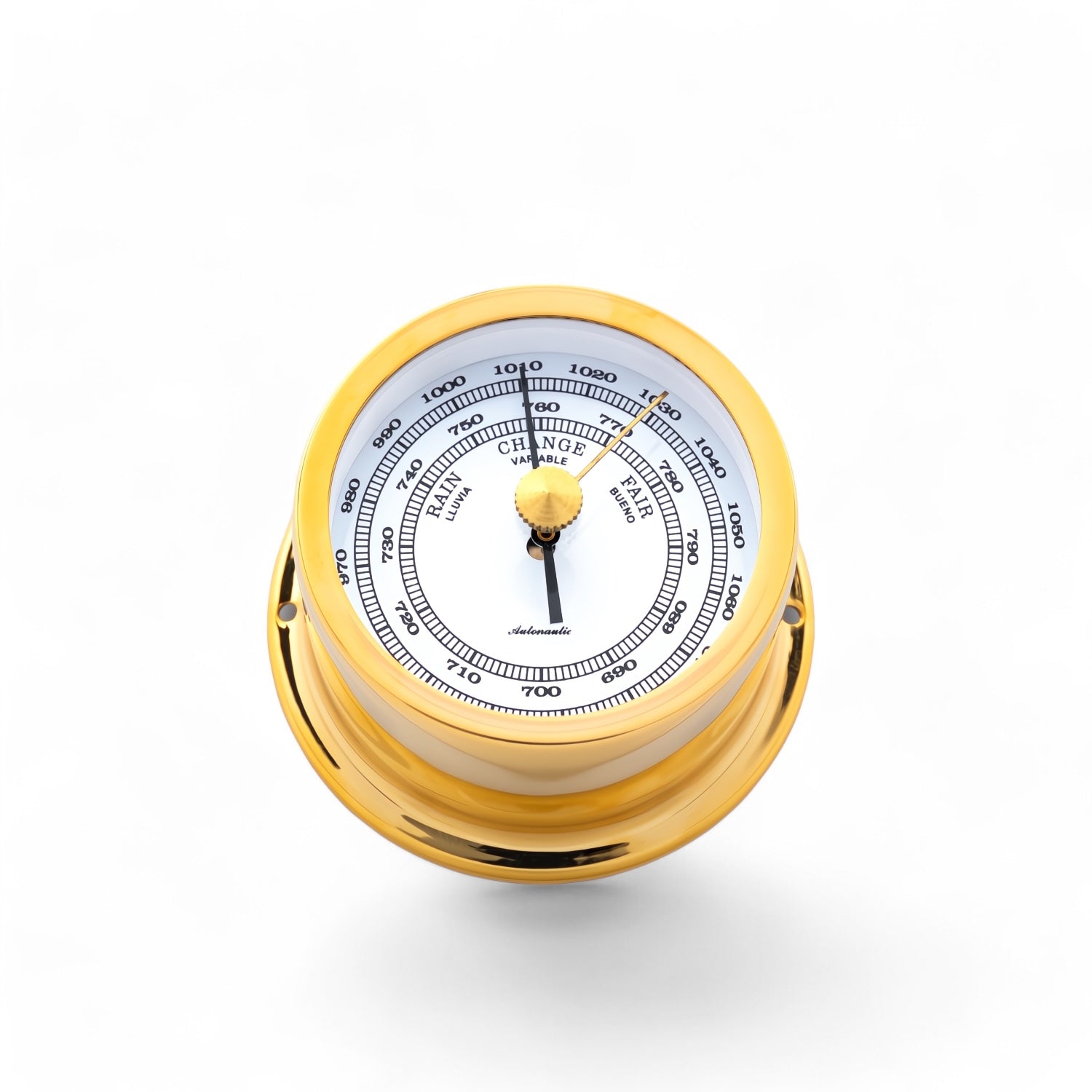 Autonautic Instrumental barometer verguld (72 x 39 mm) - aneroide, nautisch, compact, Minor
