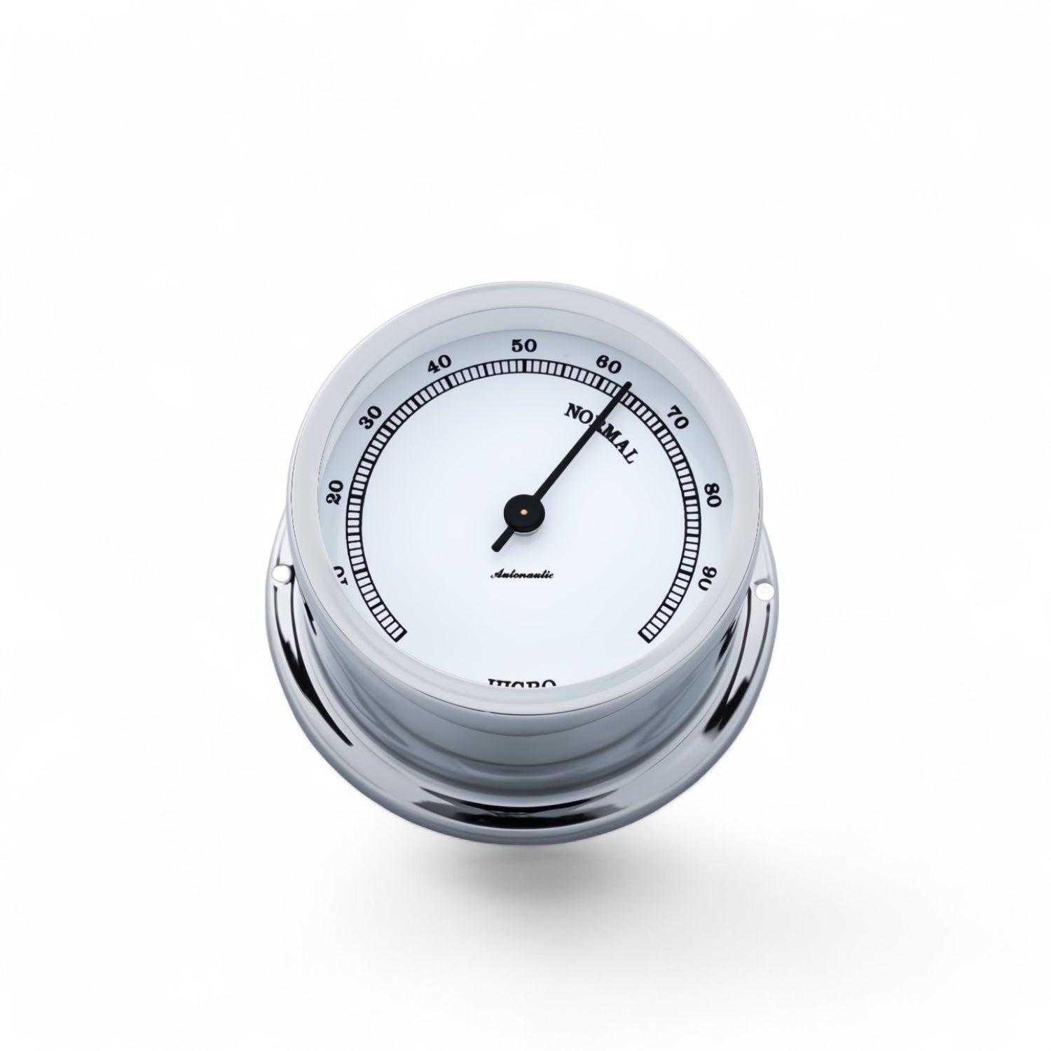Autonautic Instrumental hygrometer (72 x 39 mm) - stijlvol, functioneel, compact, MinorH72C chroom met witte wijzerplaat