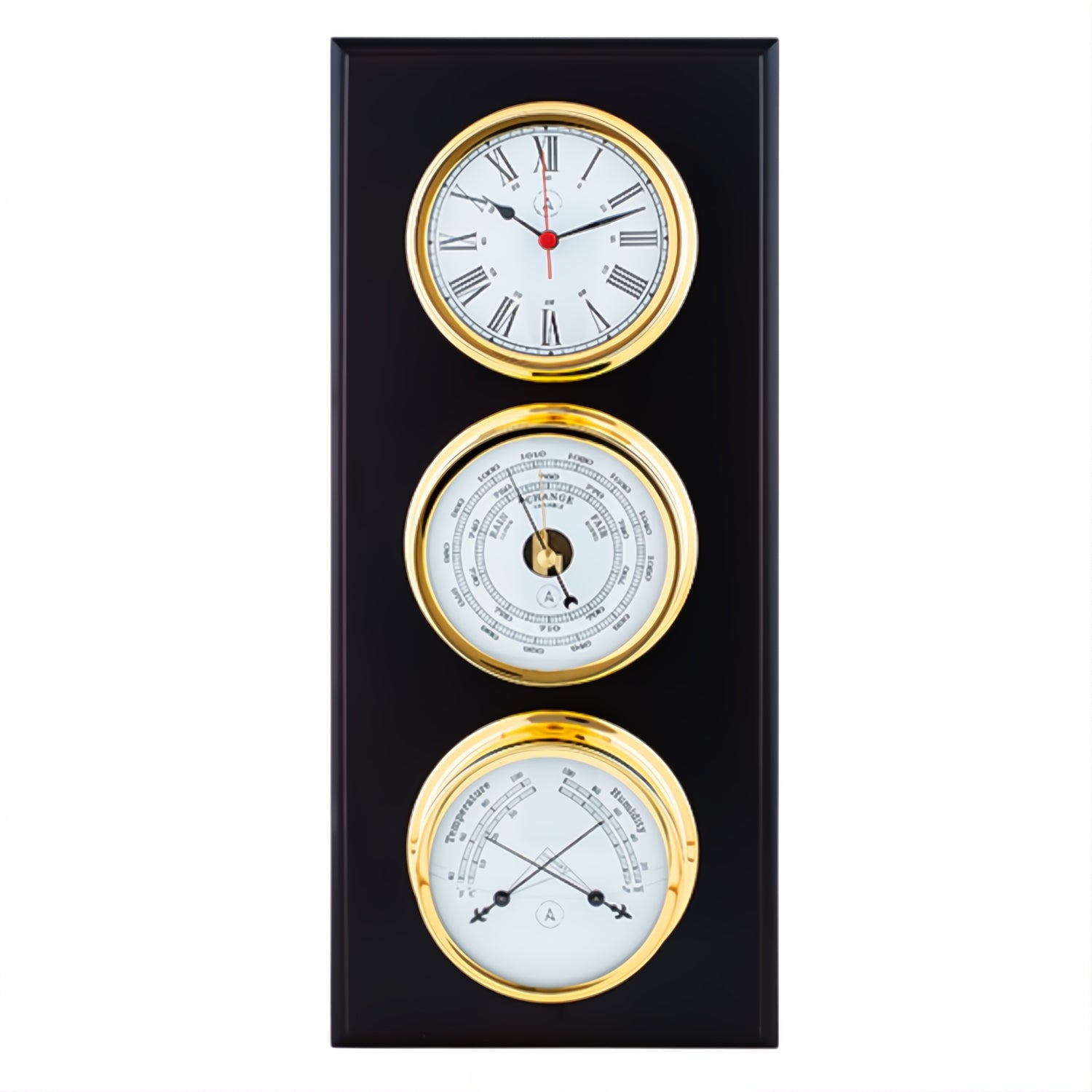 Autonautic Pacific 120 weerstation - met 120 mm klok, barometer en comfortmeter op luxe houten plaat