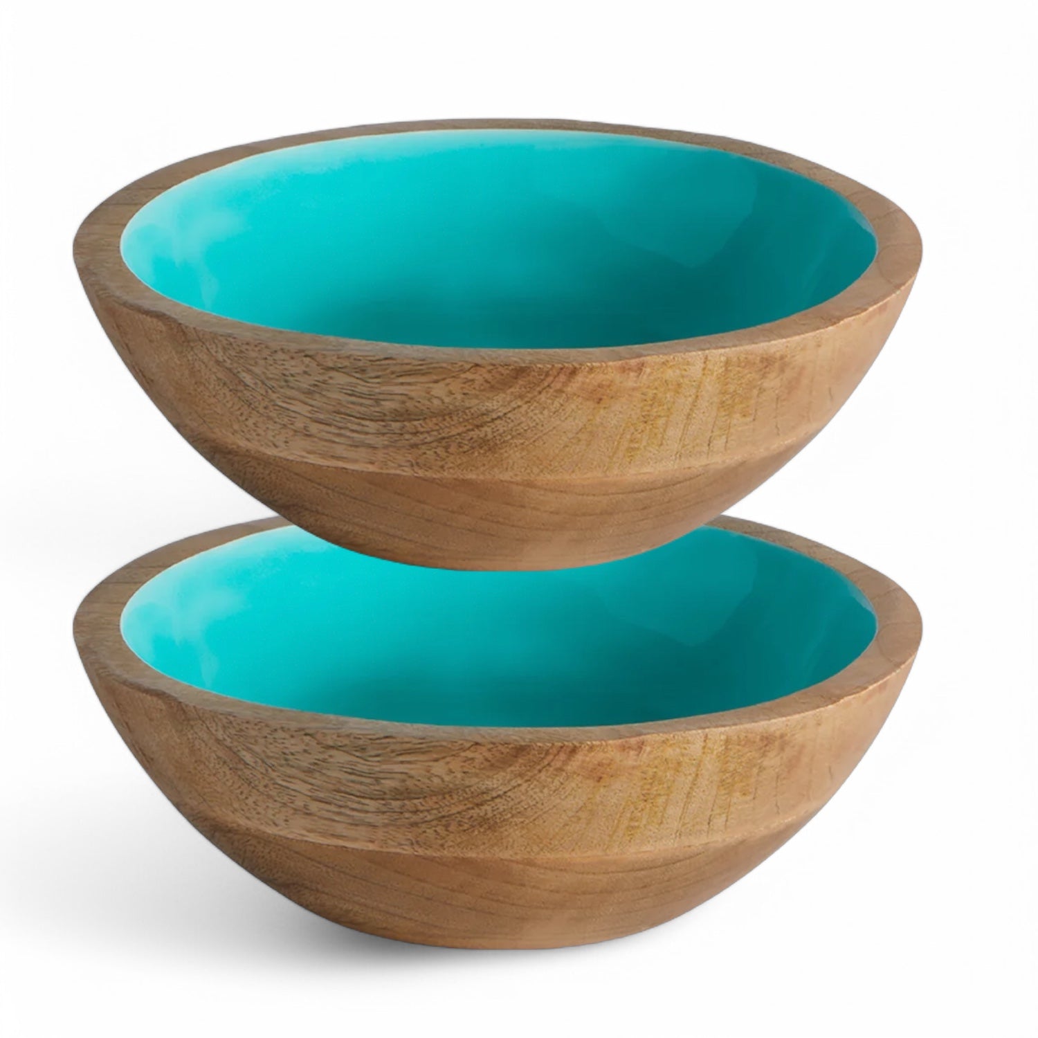 Kom Cocoa set van 2 – mangohout, emaille en antislip in 3 kleuren