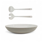 Flamefield Granite Pearl salade set GSP01 – 3-delig ovaal melamine met wit ribbel design