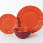 Flamefield VT0112 Viva Terra servies – melamine, onbreekbaar, licht, 2–8 pers in rood met bordeaux