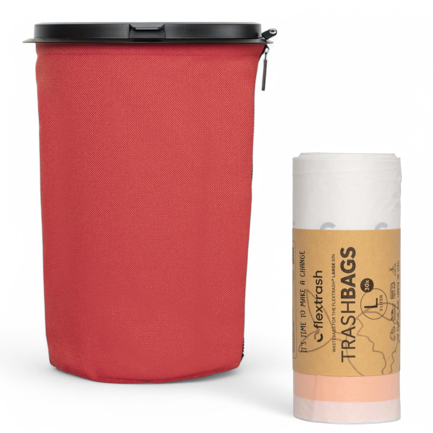 Flextrash flexibele prullenbak kleur rood in Maat Large, Autumn Red met trashbags