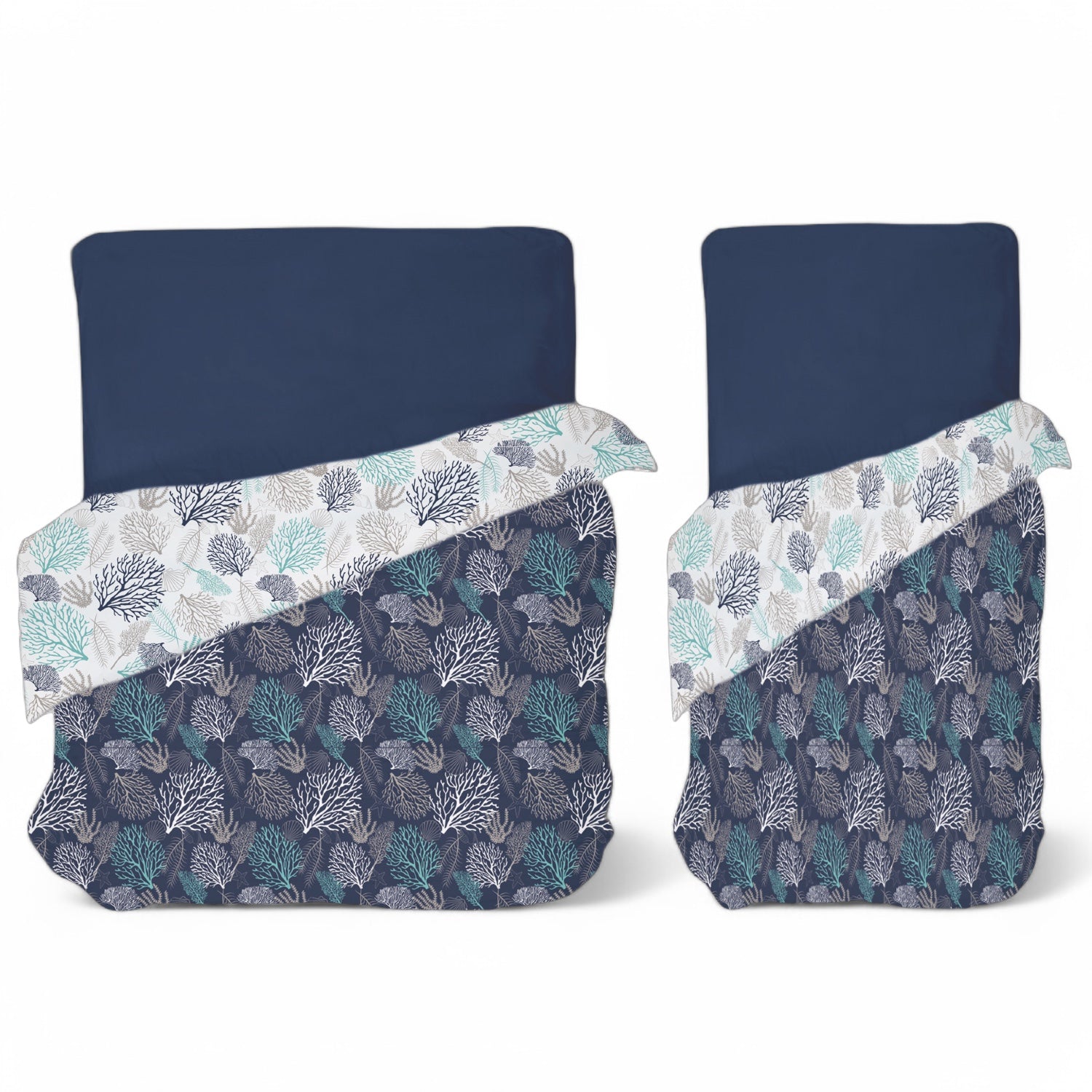 Sprei Ibiza - dubbelzijdig, lichtgewicht, met koraal design, single of double