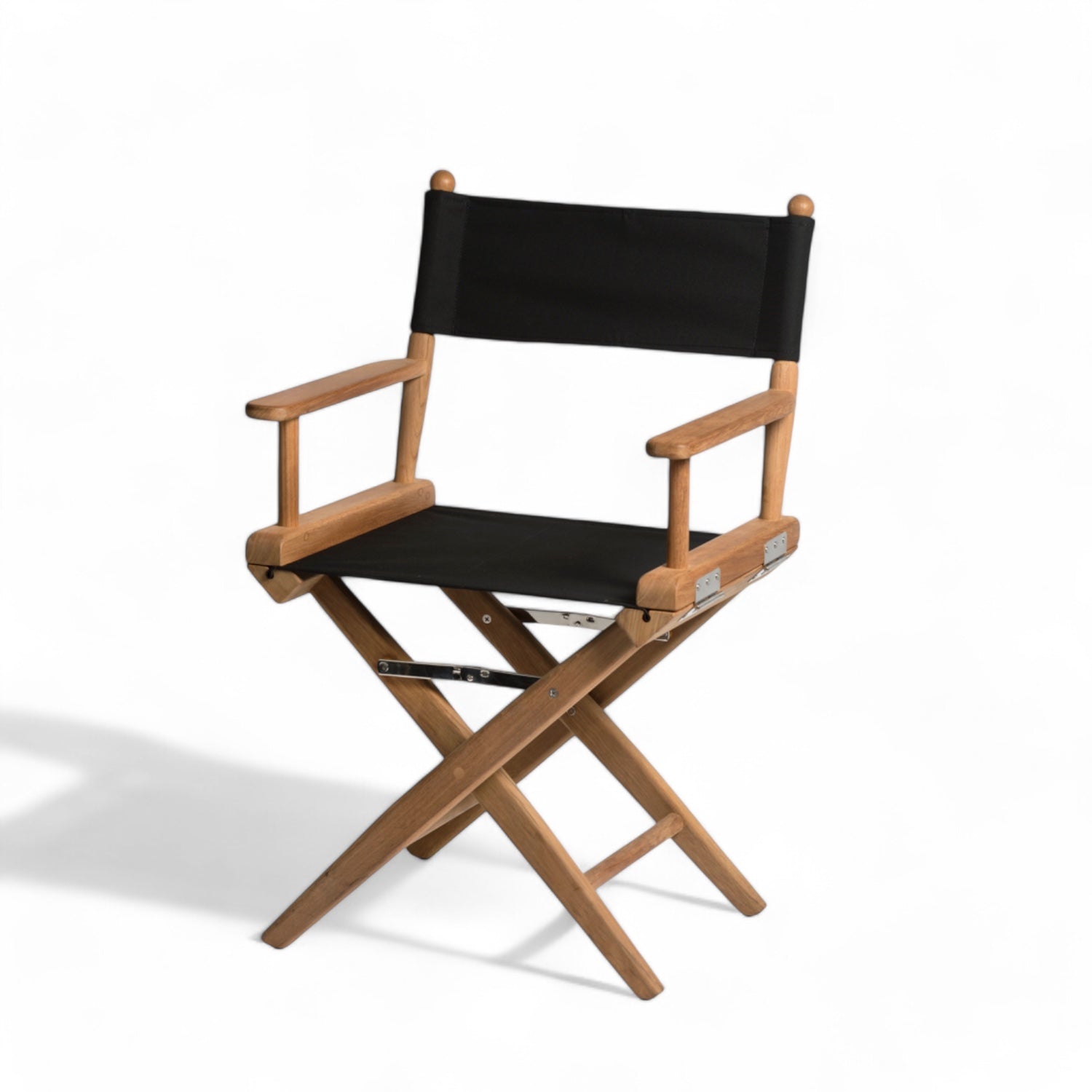 Regisseursstoel I met canvas zitting, ongeolied teak en zwarte bekleding