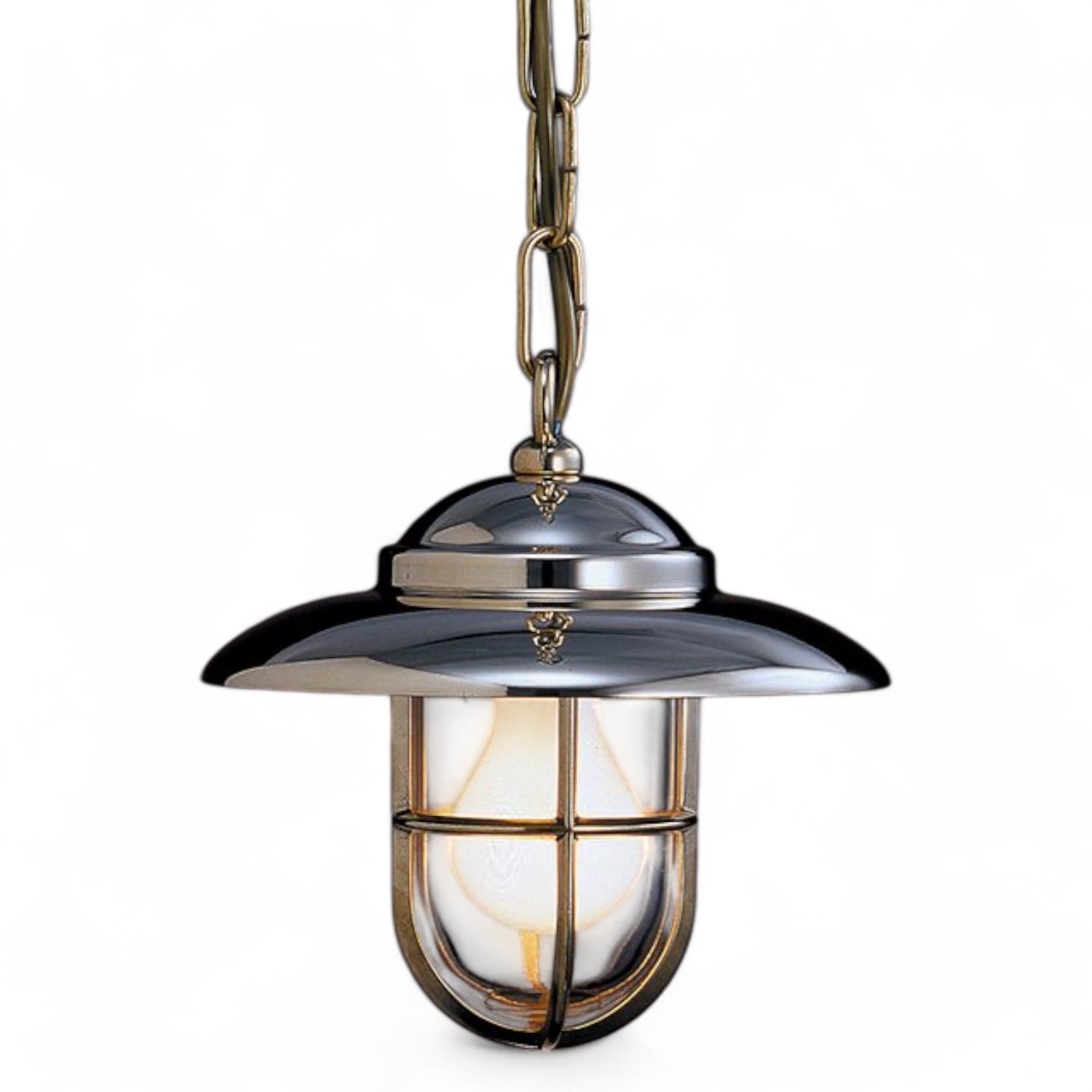 Scheepsmodel hanglamp van Foresti en Suardi in verchroomd messing