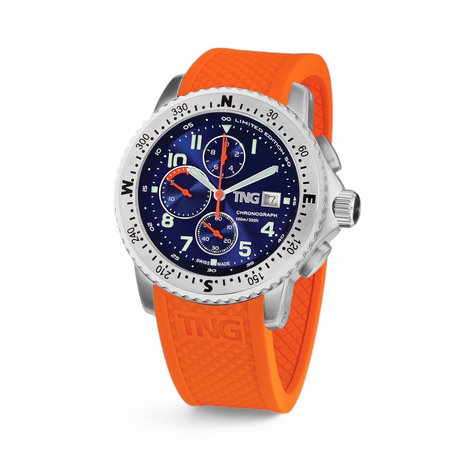 TNG Baltic Cup 43mm -blue Dial orange TPU strap