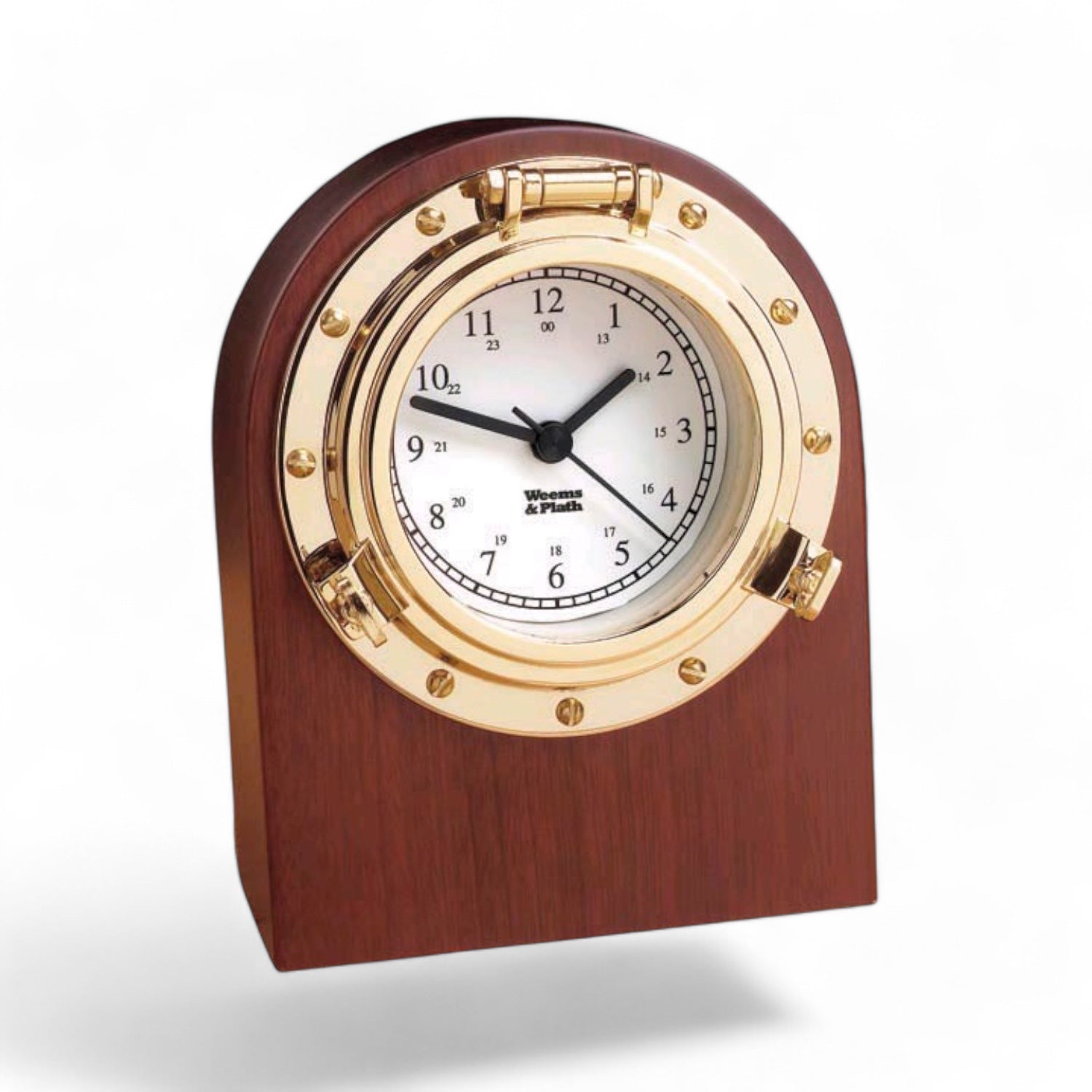 Weems & Plath Porthole bureauklok 132 x 109 x 38 mm - mahonie afwerking massief hardhout 312400