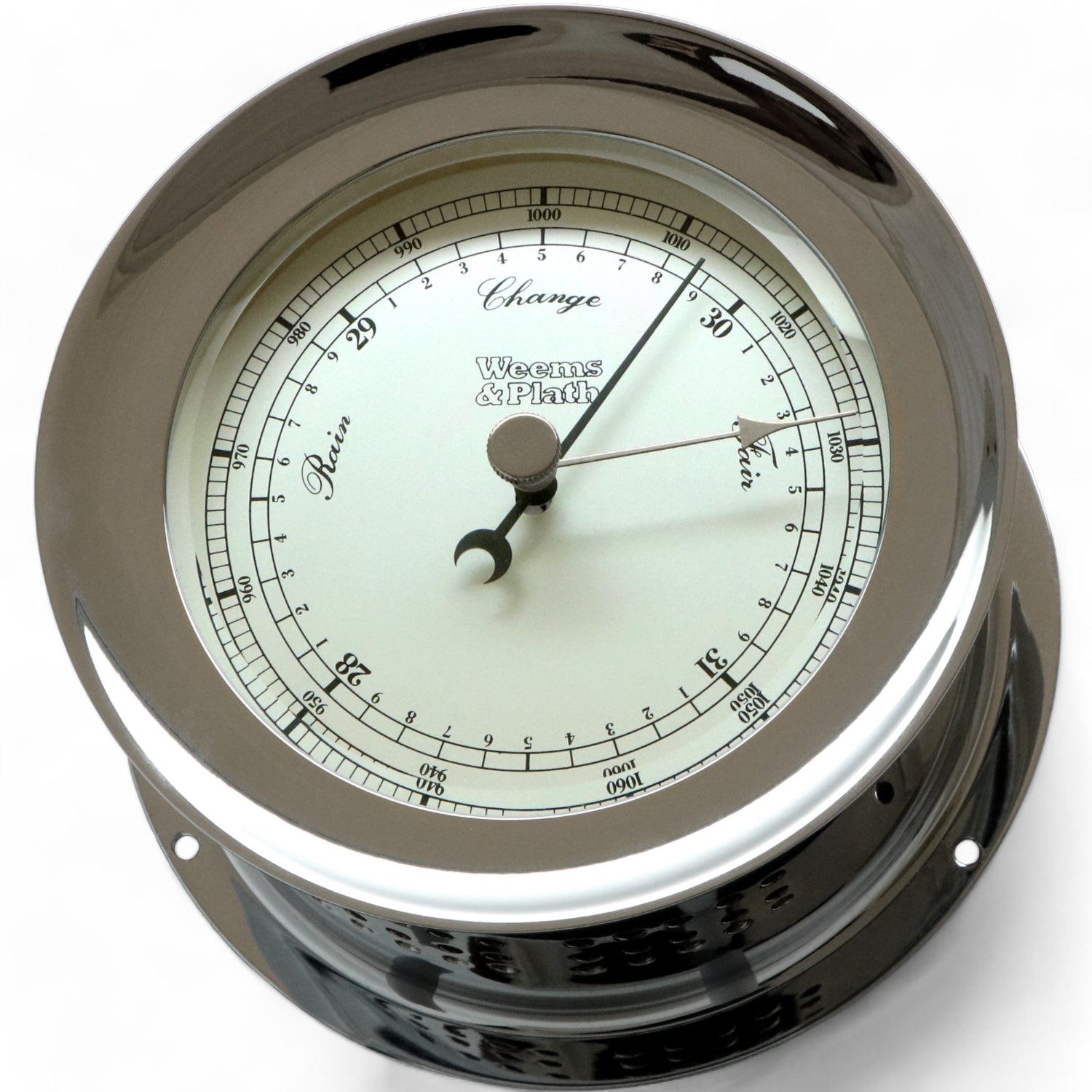Weems en Plath Atlantis barometer 140 x 73 mm - stijlvolle aneroide maritieme luchtdrukmeter 220700 chroom