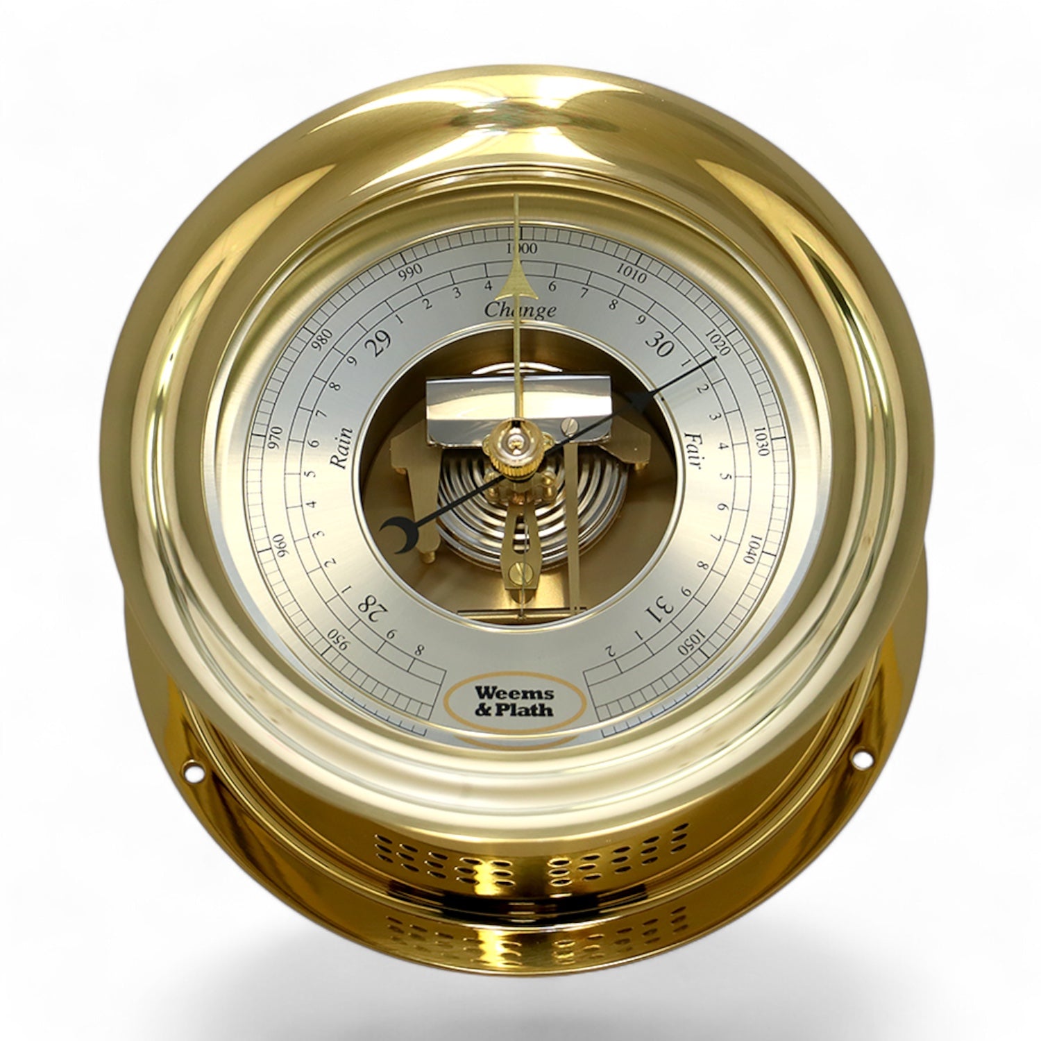Weems en plath Anniversary barometer 178 x 89 mm - messing, open dial, dubbel aneroide mechanisme 100775