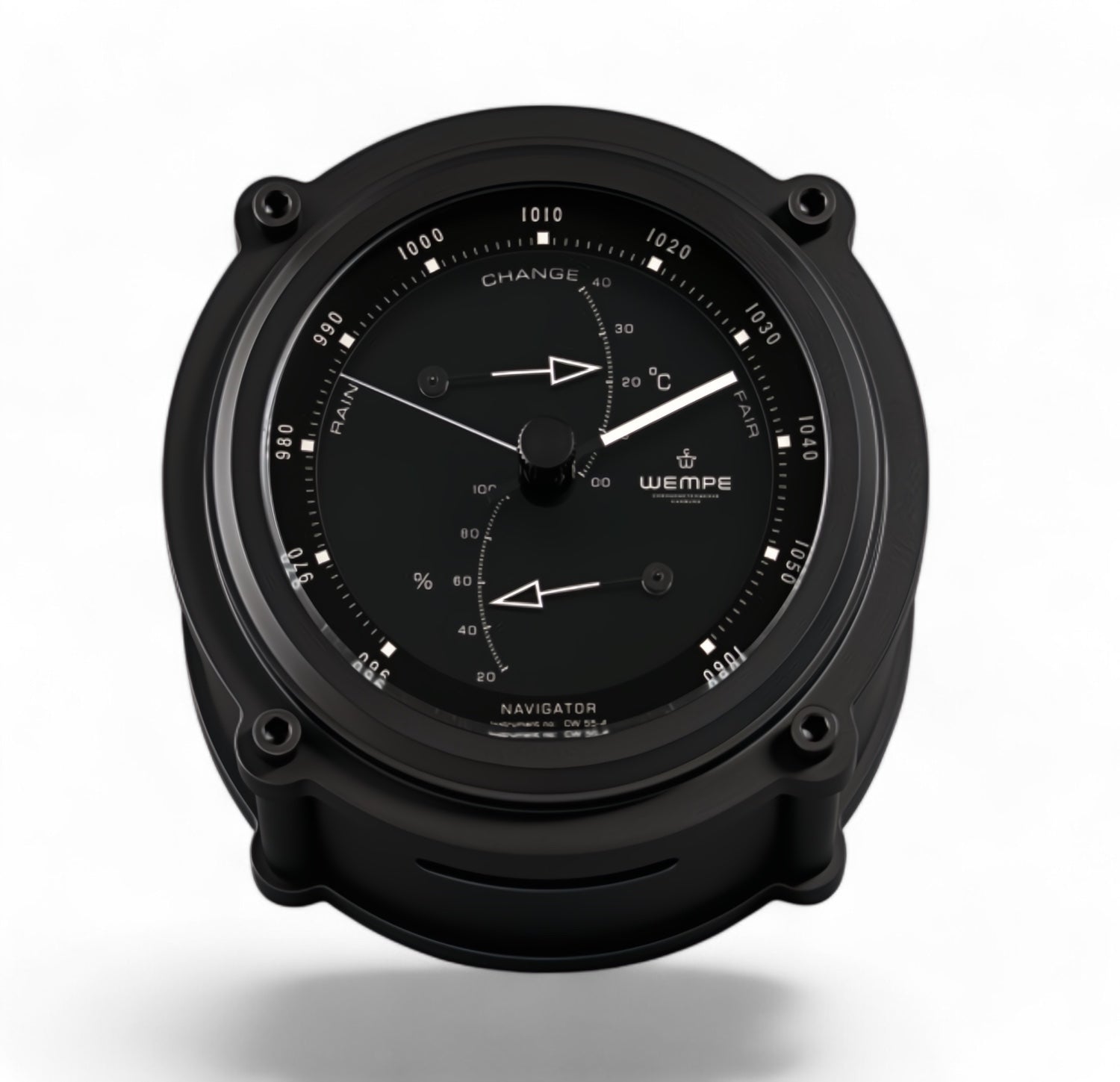 Wempe Navigator II weerstation 130 x 70 mm - zwart aluminium met LumiNova verlichting