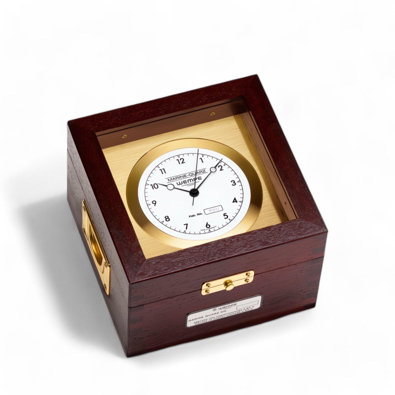 Wempe messing chronometer - scheepsklok PRO, gecertificeerd, mahonie behuizing
