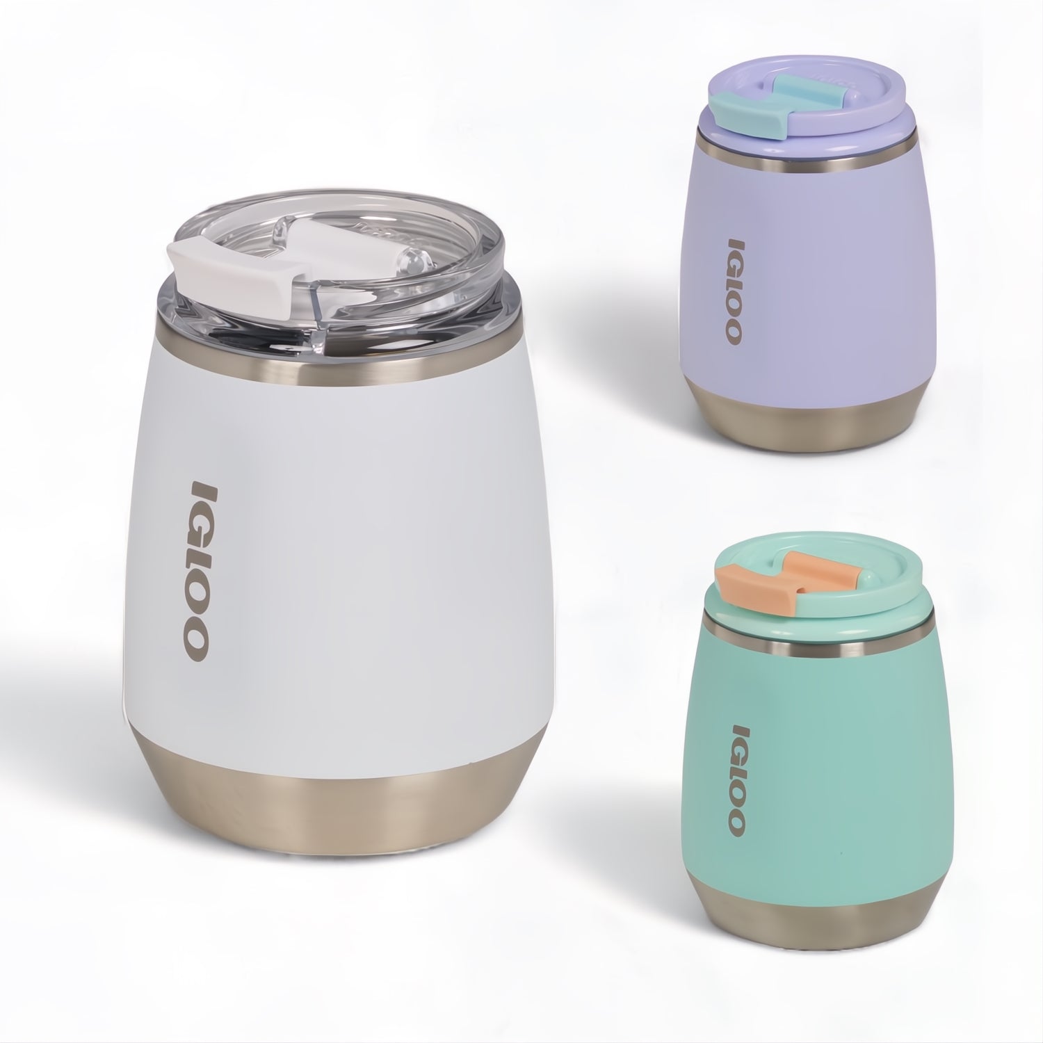 Igloo wine tumblers Lilac, seafood and white.