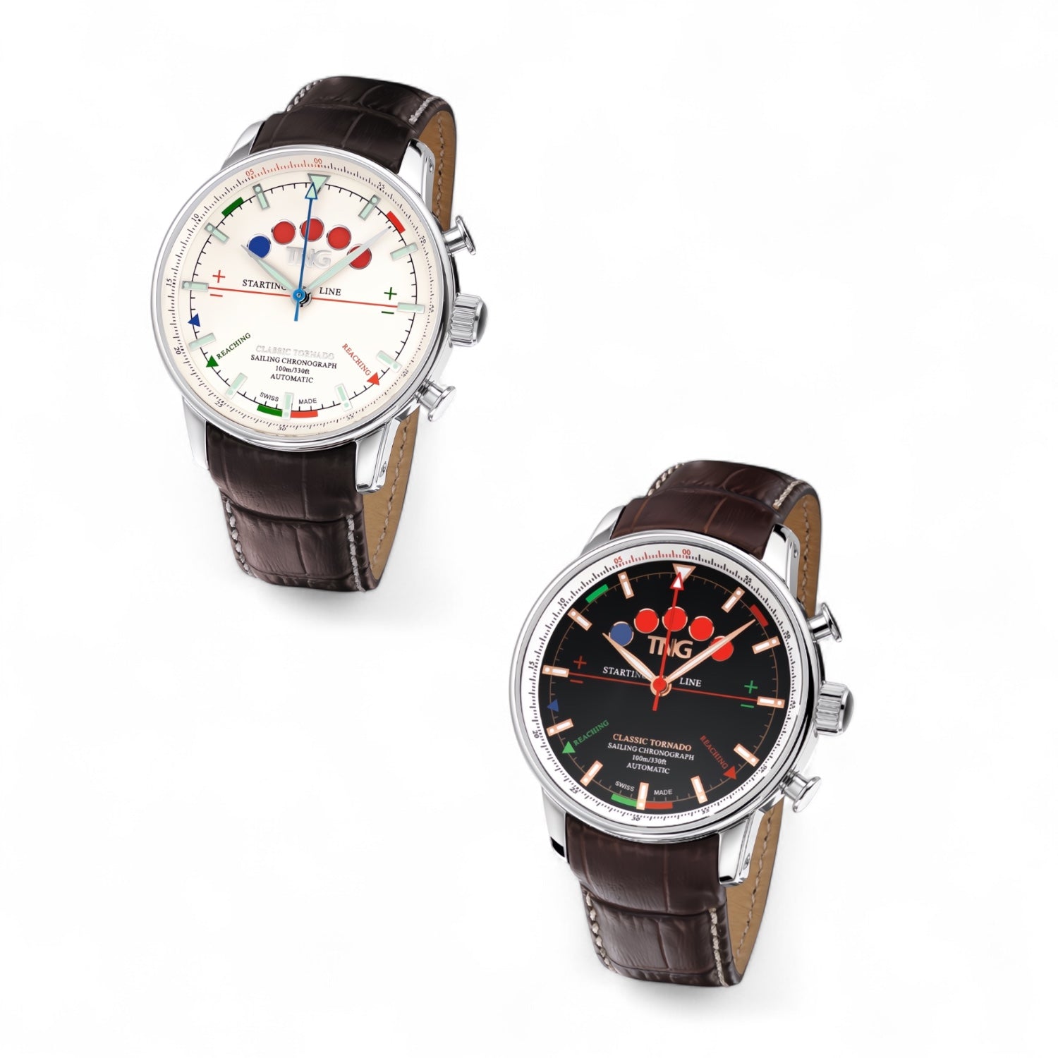 tng_classic_tornado_ een horloge met witte wijzerplaat en een horloge met zwarte wijzerplaat
