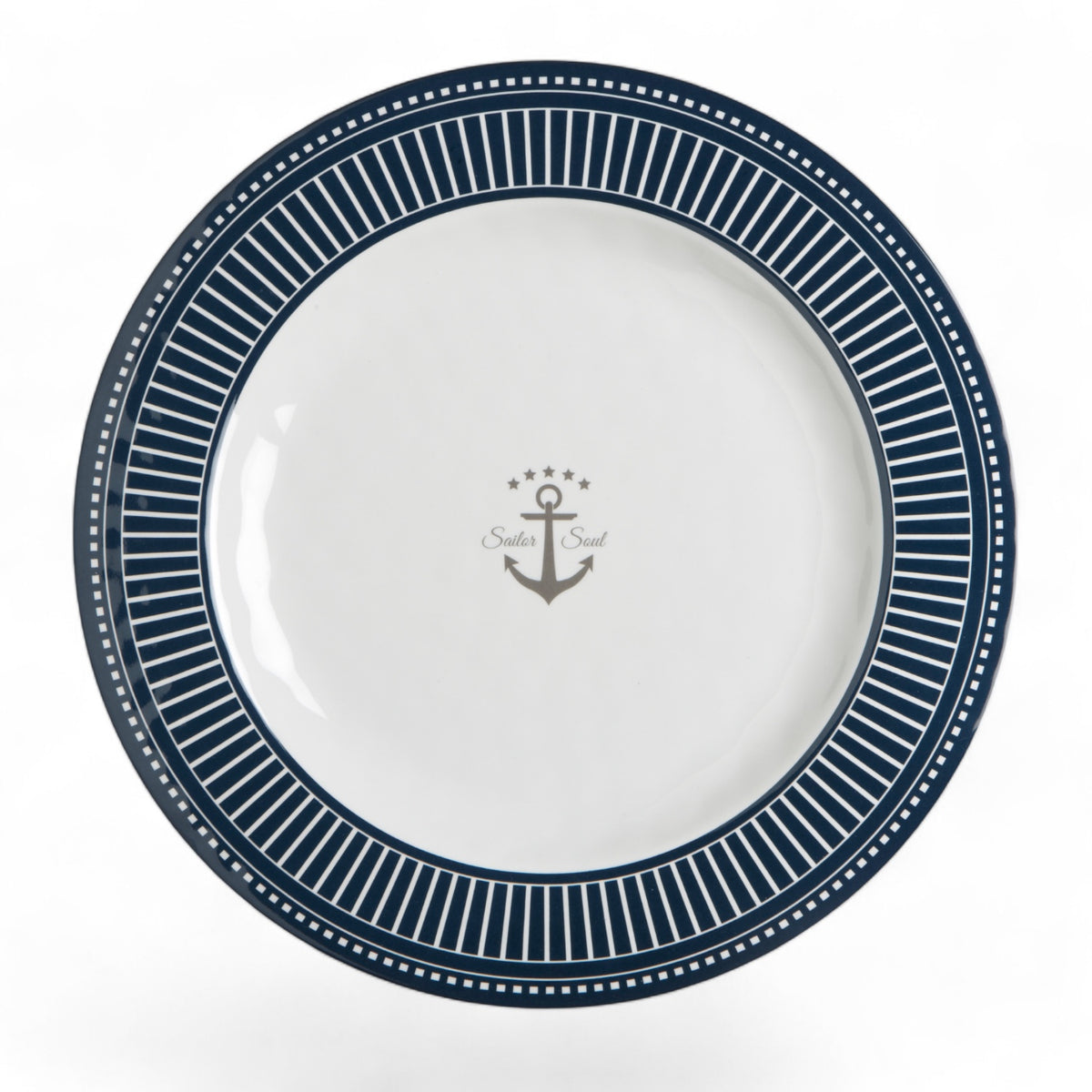 14001 dinerbord uit Sailor Soul Bootservies - Luxe wit en blauw met streepjes en anker accent