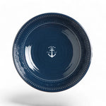 14002 diep bord uit Sailor Soul Bootservies - Luxe wit en blauw met streepjes en anker accent