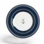 14003 ontbijtbord uit Sailor Soul Bootservies - Luxe wit en blauw met streepjes en anker accent