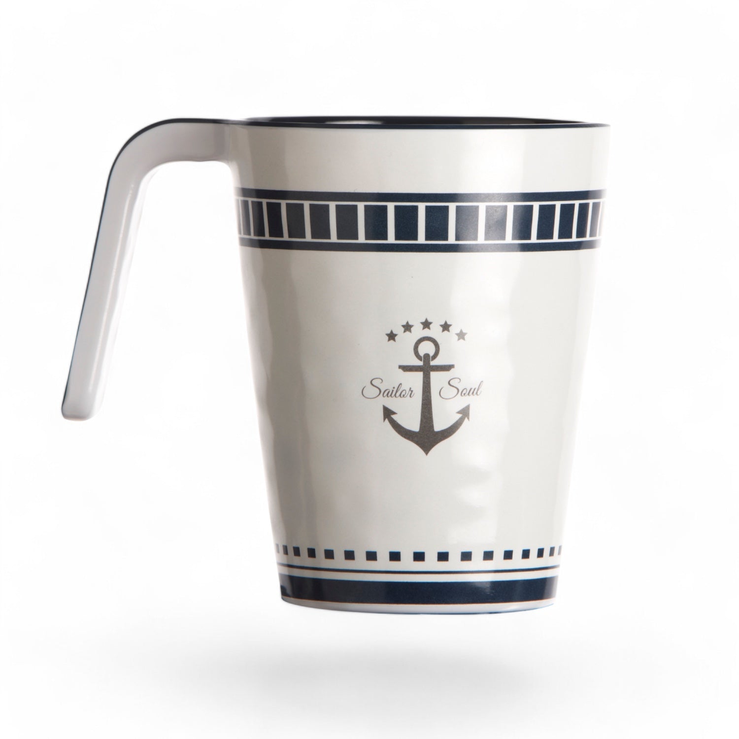 14004 mok uit Sailor Soul Bootservies - Luxe wit en blauw met streepjes en anker accent