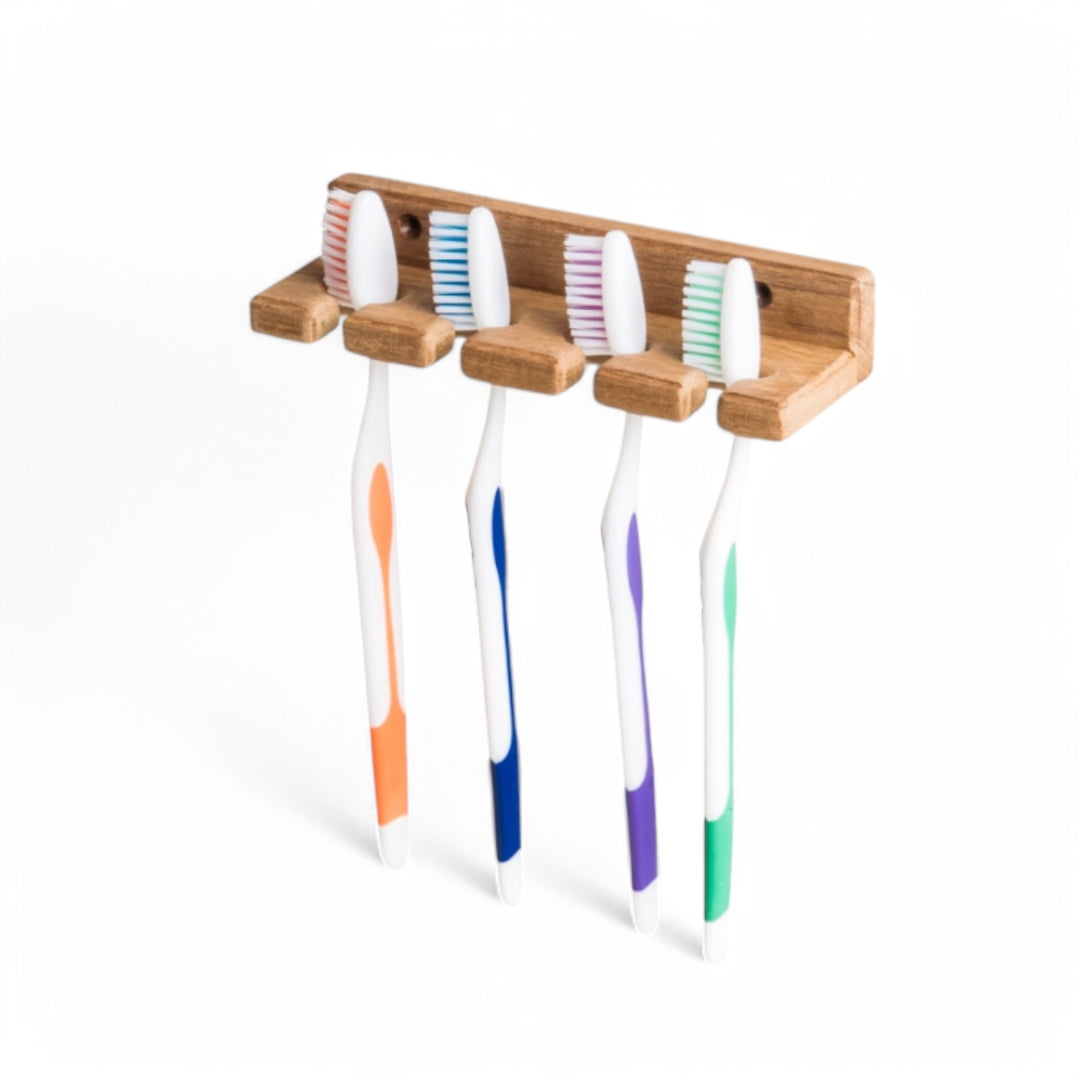 Tandenborstelhouder teak - compact, voor 4 tandenborstels