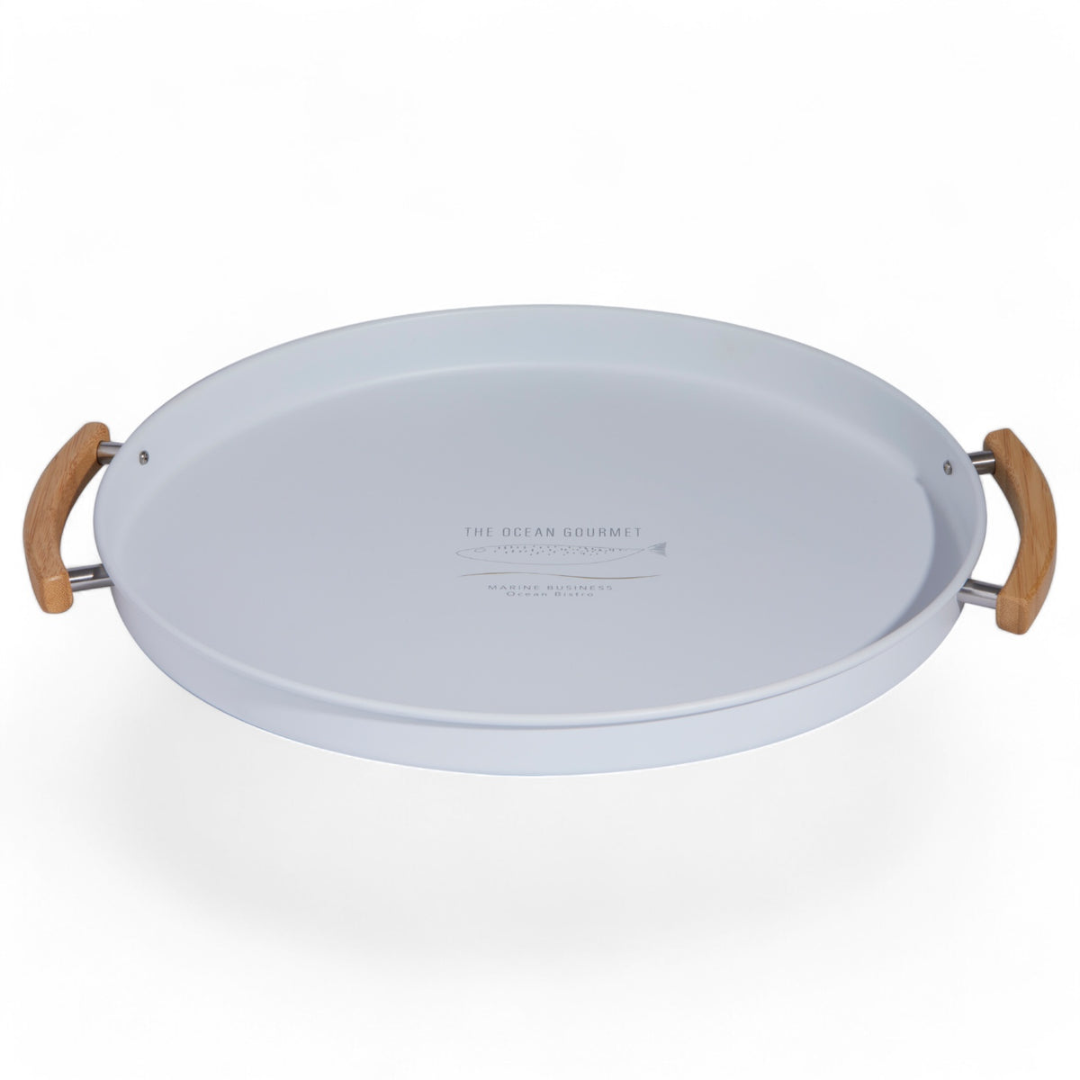23210_Menorca_Tray_White emaille met houten handvat