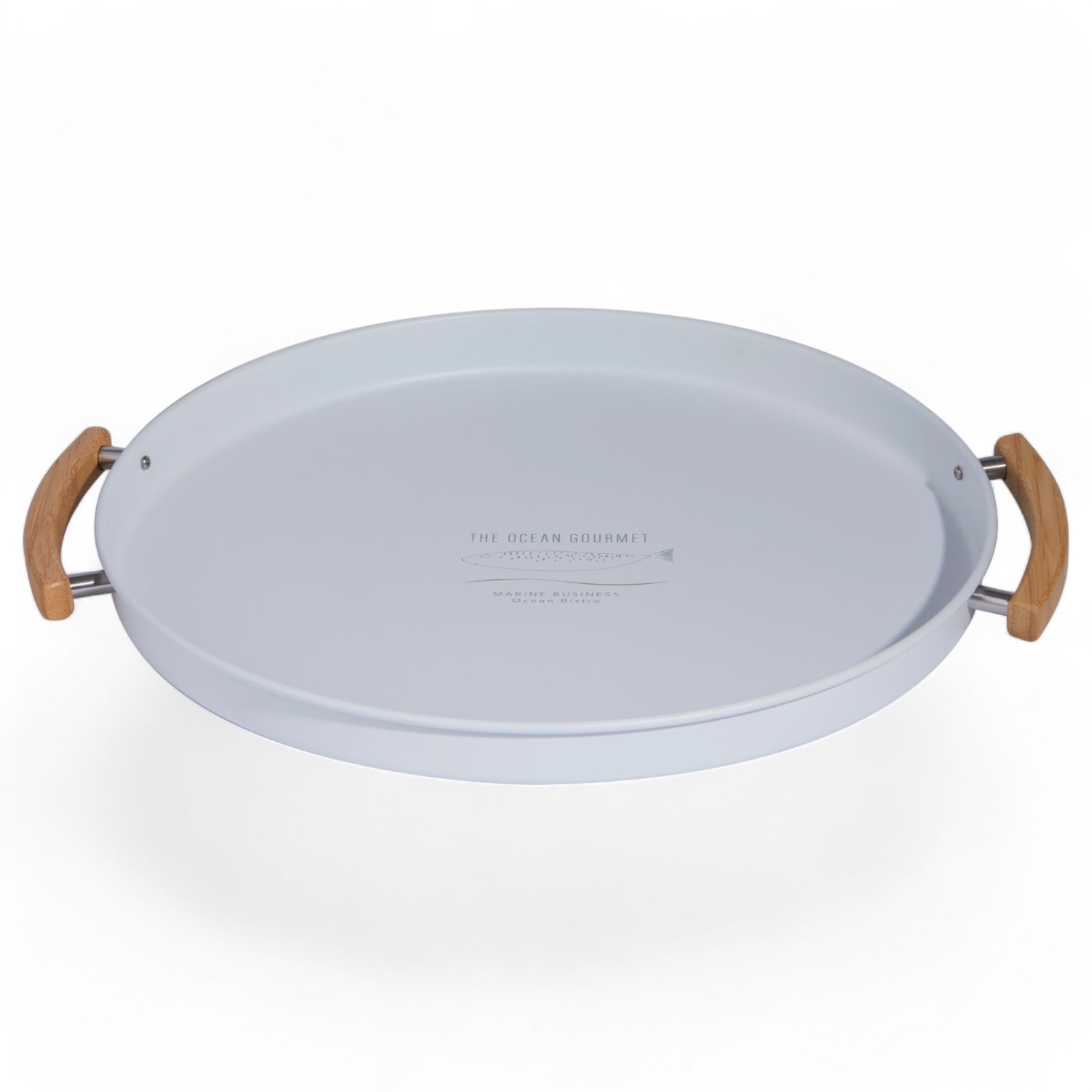 23210_Menorca_Tray_White emaille met houten handvat