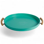 23212_Menorca_Tray_Turquoise emaille met houten handvat