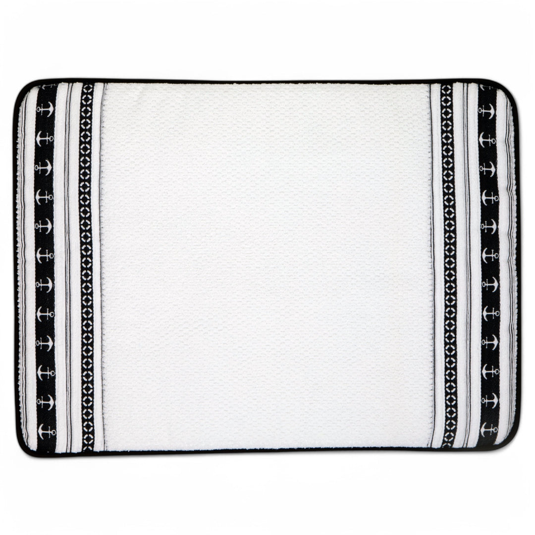 Badmat anti-slip  Santorini  100% Katoen in navy en wit voor een grieks gevoel