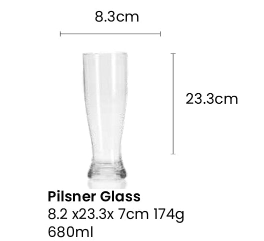 533 Flamefield pilsner glas onbreekbaar  tekening met afmetingen