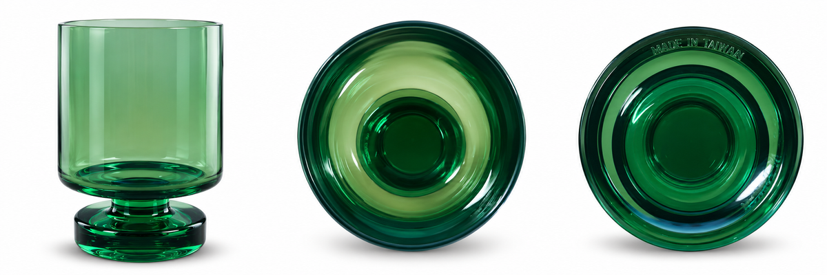 AGG01_Aegean_glas_groen_drie_aanzichten