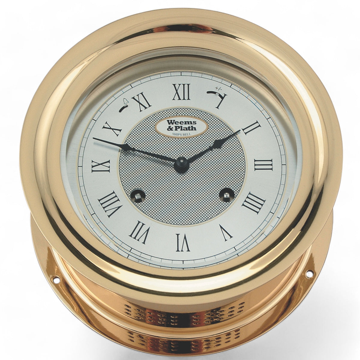 Anniversary scheepsklok met scheepsbel 178 x 89 mm - messing, Romeinse cijfers, traditioneel geluid 100275 met mechanisch uurwerk