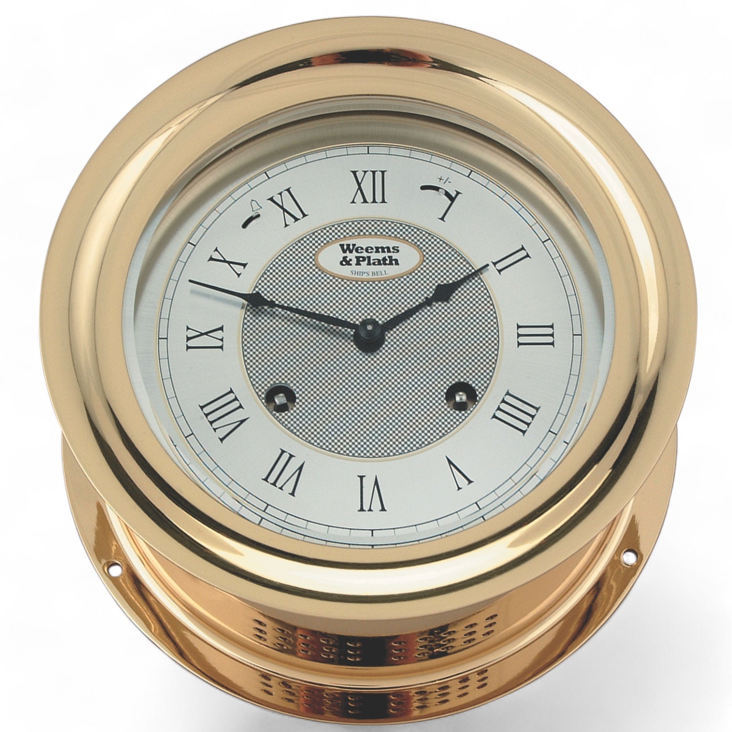 Anniversary scheepsklok met scheepsbel 178 x 89 mm - messing, Romeinse cijfers, traditioneel geluid 100275 met mechanisch uurwerk