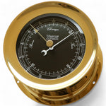 Atlantis Premiere barometer 140 x 73 mm - zwarte wijzerplaat, aneroide, klassiek 200704 witte schaal gouden wijzer