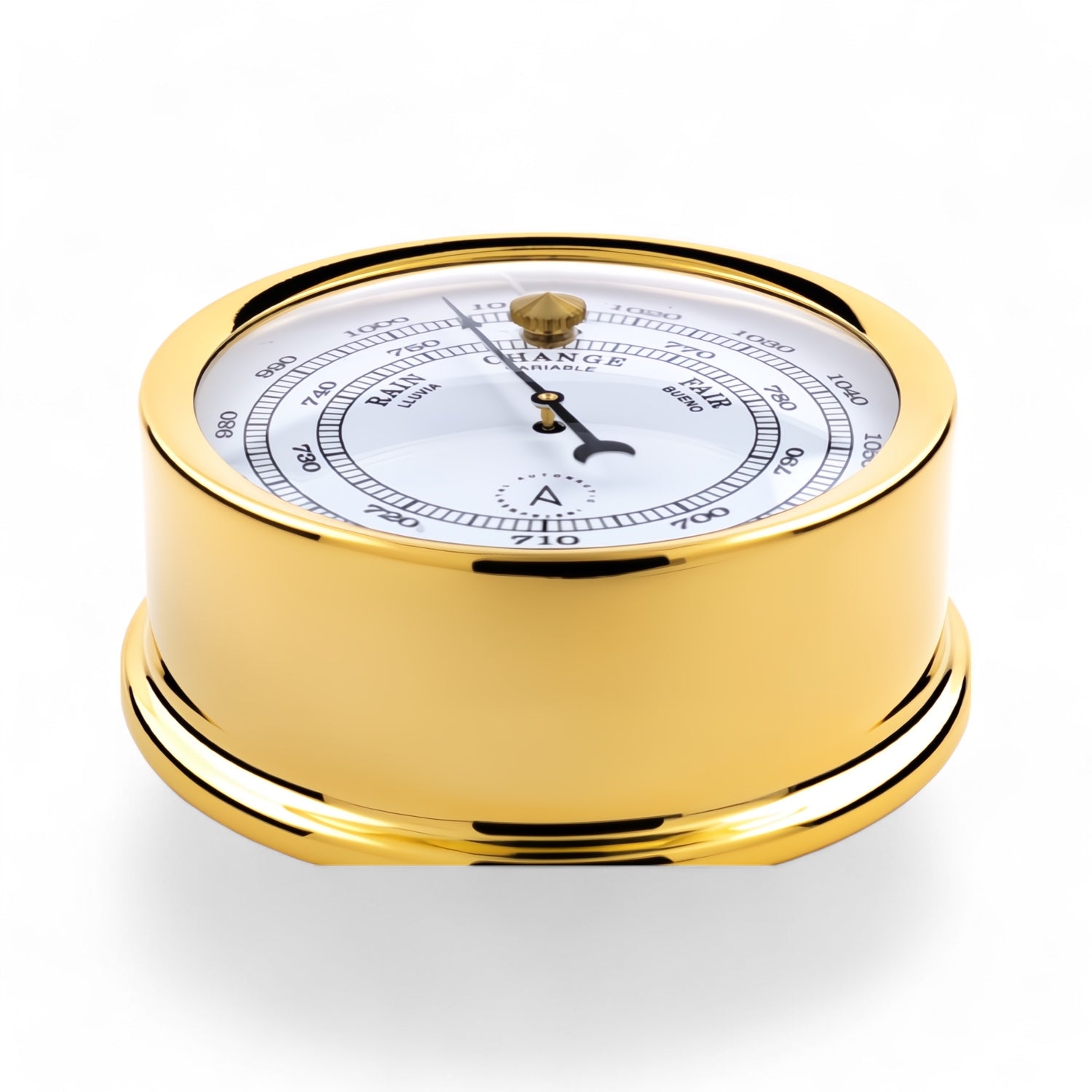 Autonautic Instrumental barometer (95 x 35 mm) - aneroide, nautisch, Atlantic, goud, zijkant