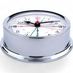 Autonautic Instrumental chrome scheepsklok (120 x 35 mm) - royaal, rode secondewijzer ,Arabisch radioroom, chroom,  Pacific close-up