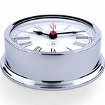 Autonautic Instrumental chrome scheepsklok (120 x 35 mm) - royaal, rode secondewijzer ,romeins , chroom,  Pacific close-up