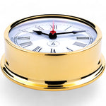 Autonautic Instrumental chrome scheepsklok (120 x 35 mm) - royaal, rode secondewijzer ,romeins , goud,  Pacific close-up