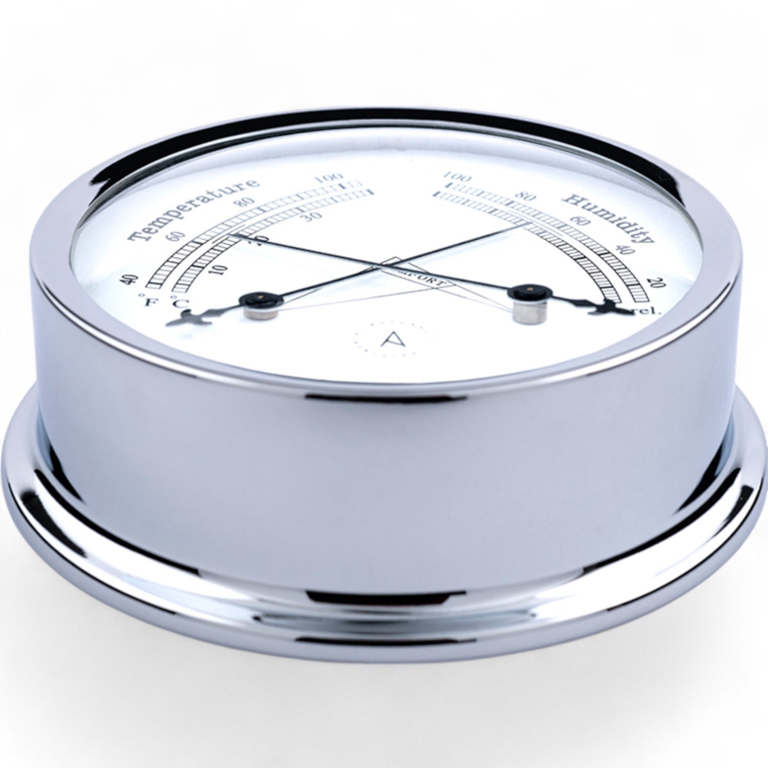 Autonautic Instrumental comformeter (120 x 35 mm) - royale thermometer en hygrometer in één, Pacific, chroom close-up
