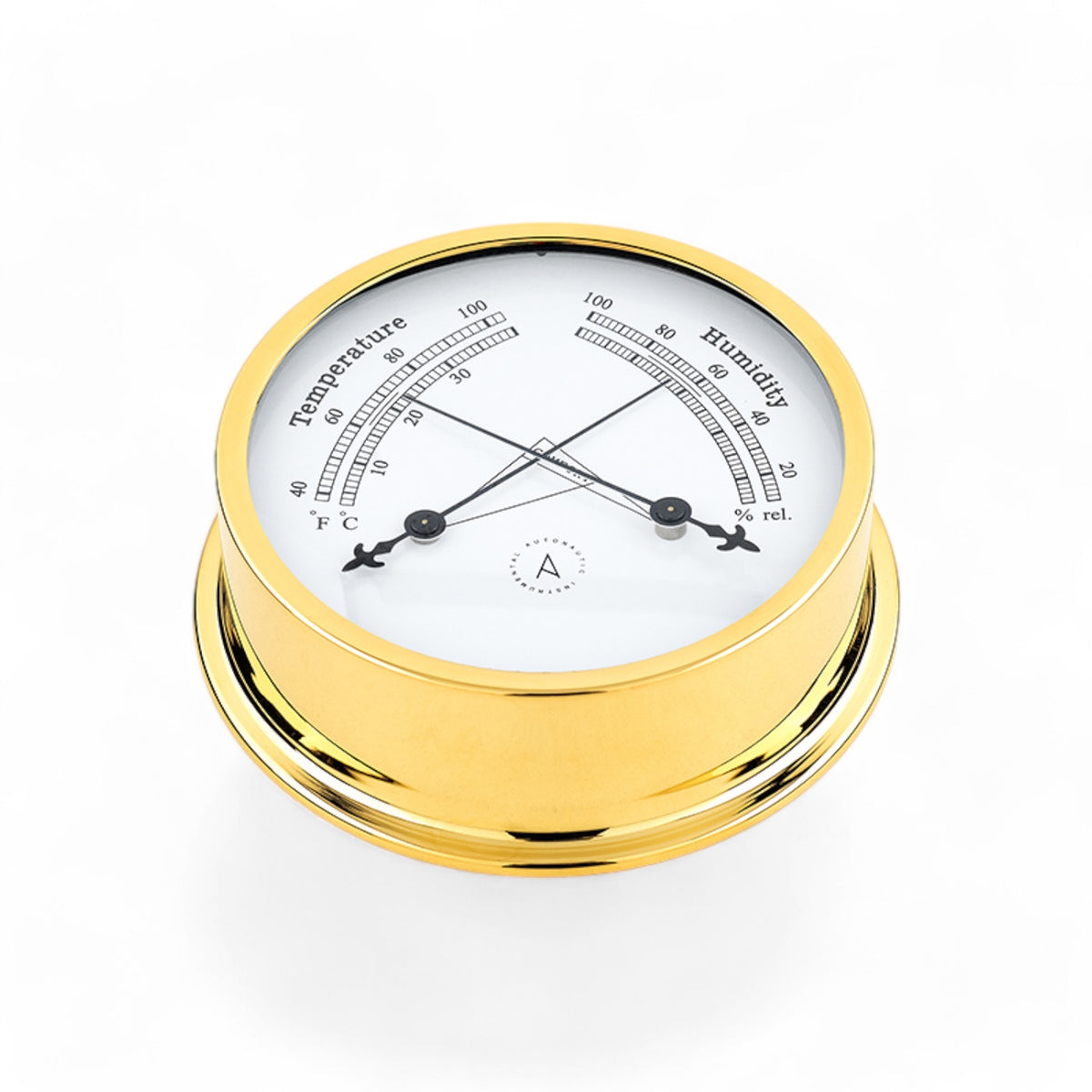 Autonautic Instrumental comformeter (120 x 35 mm) - royale thermometer en hygrometer in één, Pacific, goud