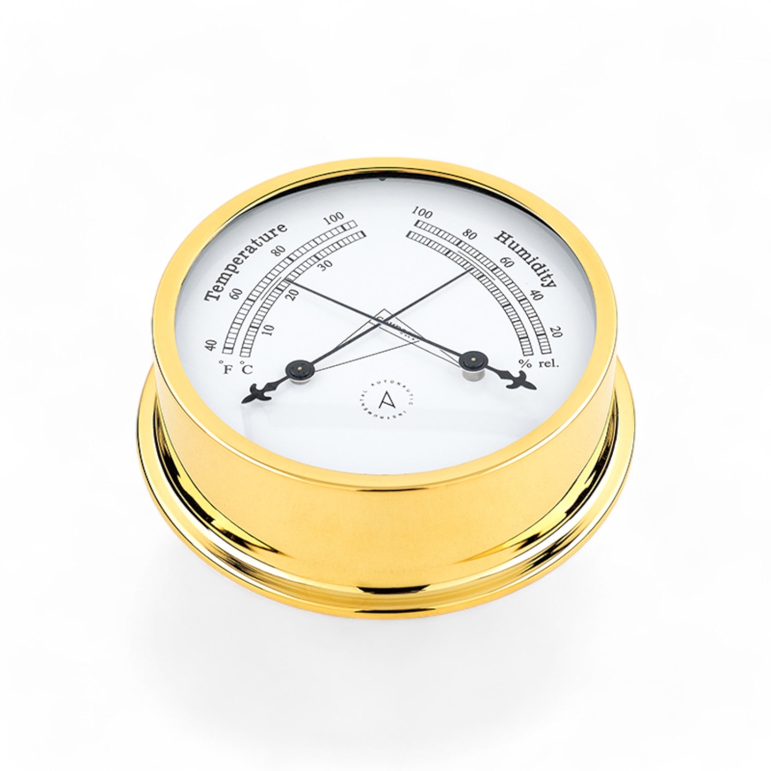 Autonautic Instrumental comformeter (120 x 35 mm) - royale thermometer en hygrometer in één, Pacific, goud