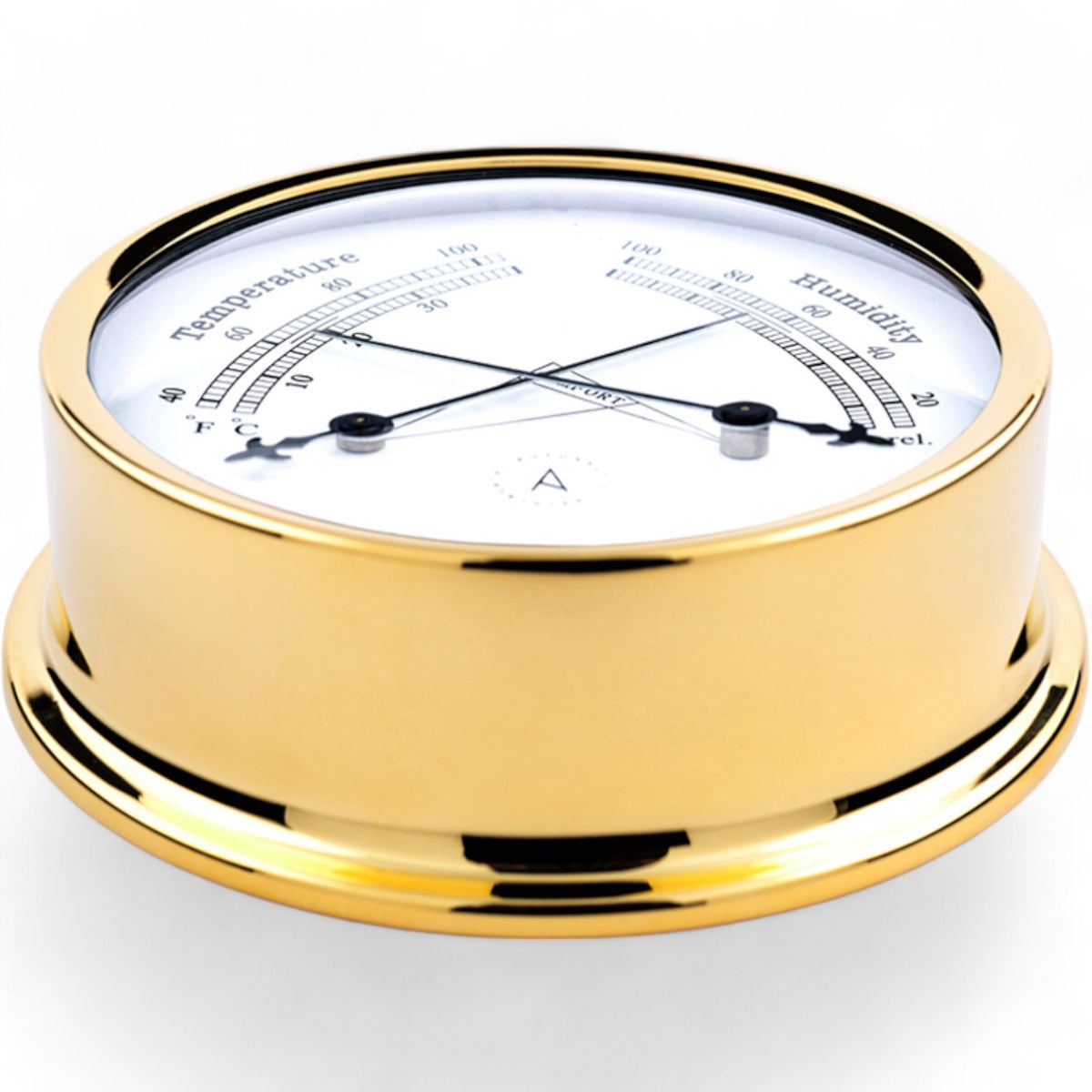 Autonautic Instrumental comformeter (120 x 35 mm) - royale thermometer en hygrometer in één, Pacific, goud close-up