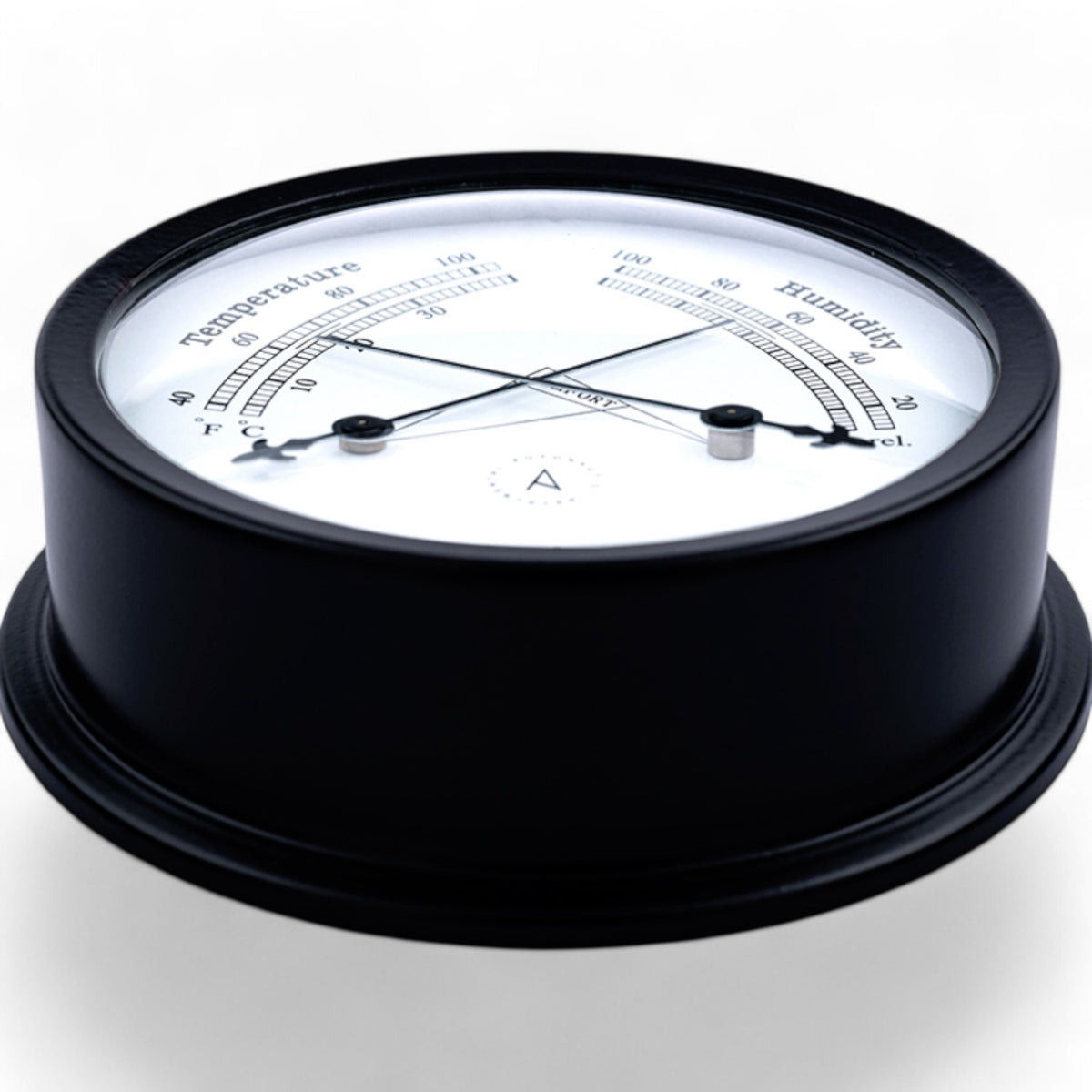 Autonautic Instrumental comformeter (120 x 35 mm) - royale thermometer en hygrometer in één, Pacific, zwart close-up