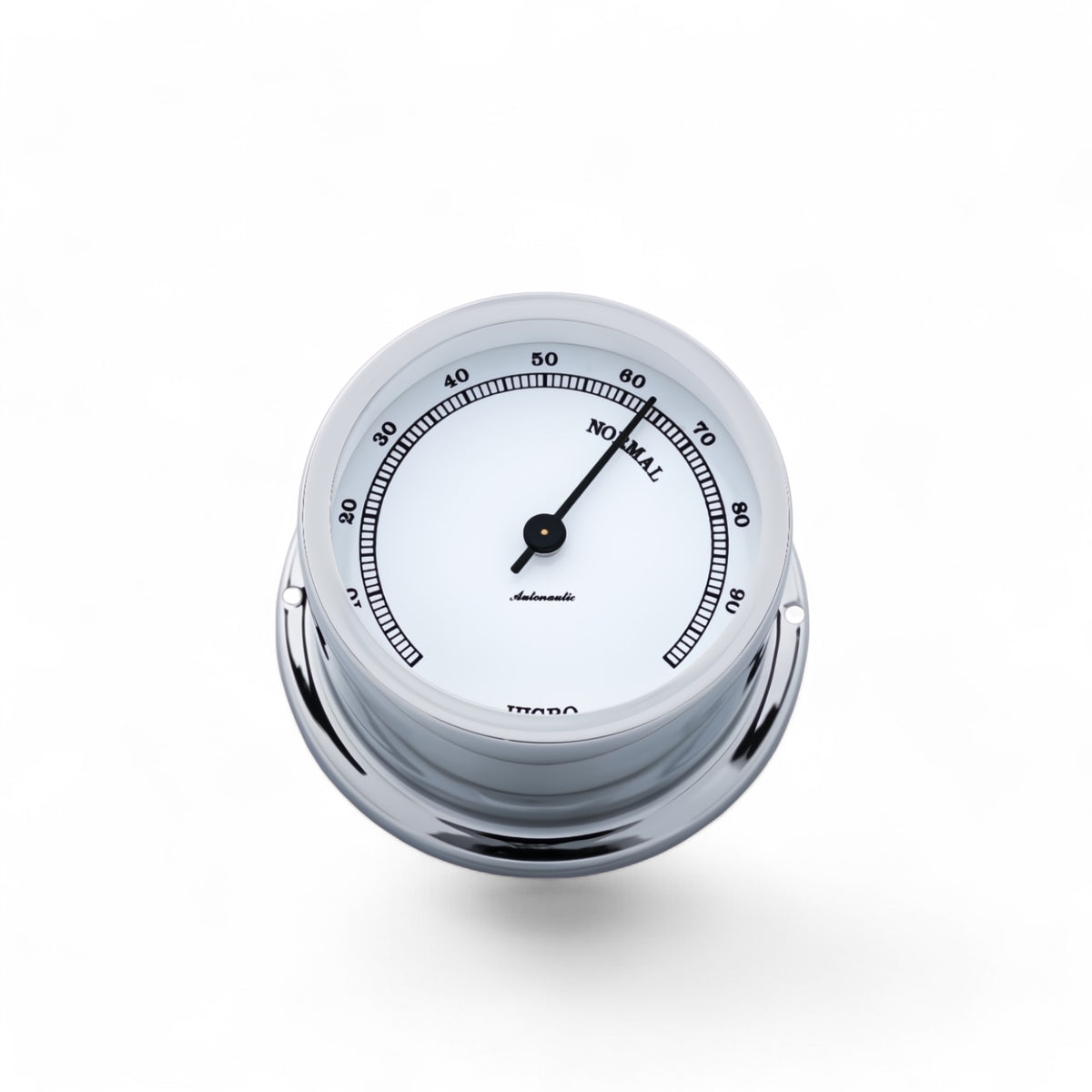 Autonautic Instrumental hygrometer (72 x 39 mm) - stijlvol, functioneel, compact, MinorH72C chroom met witte wijzerplaat