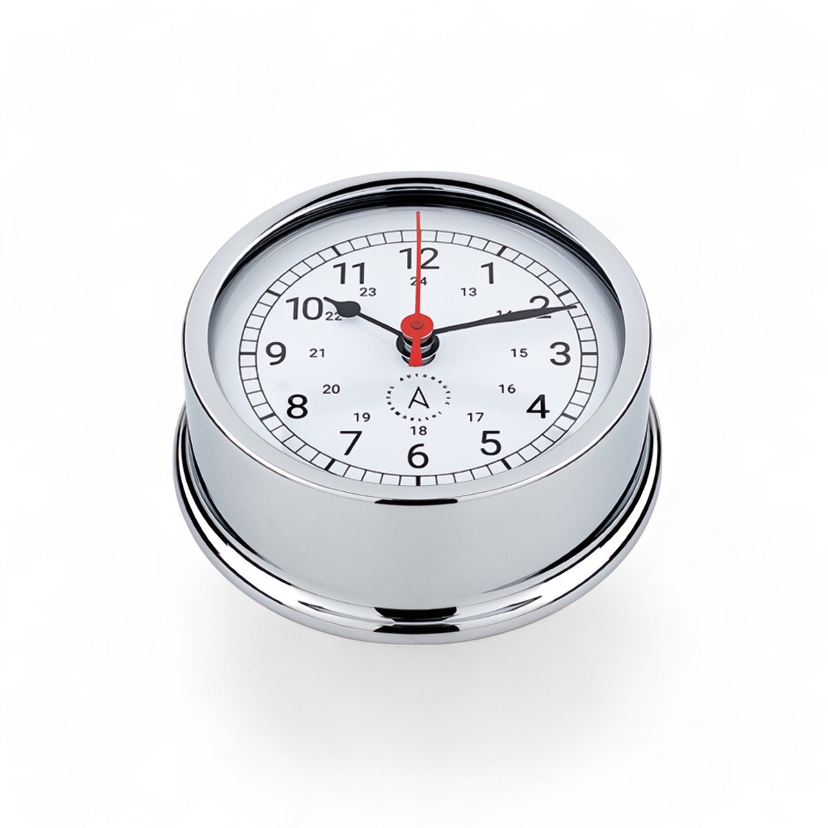 Autonautic Instrumental scheepsklok (95 x 35 mm) - quartz uurwerk, rode secondewijzer, Atlantic, chroom